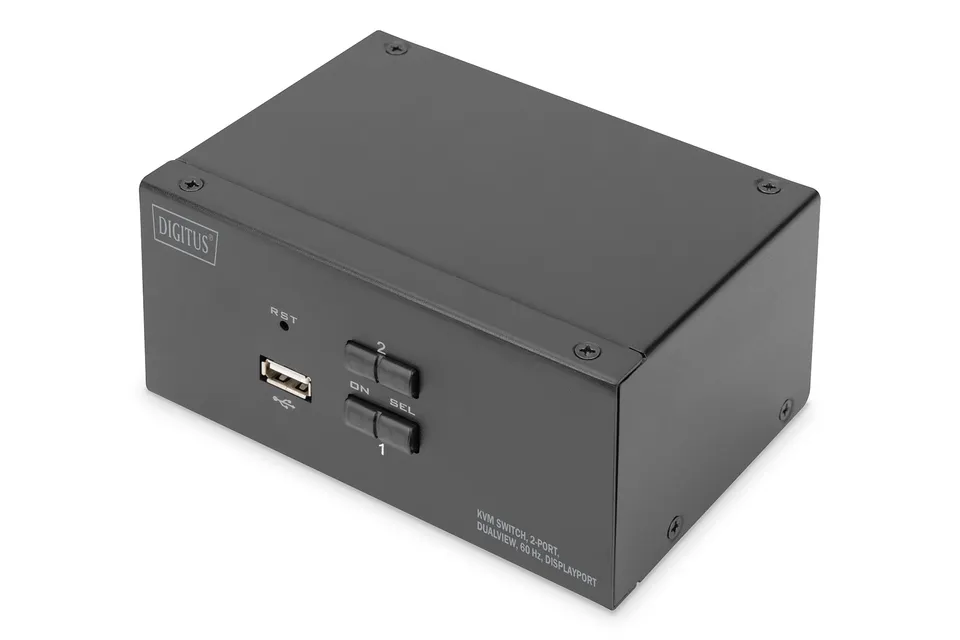 digitus-kvm-switch-2-port-4k-dp-dual-display-hot-key-f-r-2-pcs-2-monitore image 1
