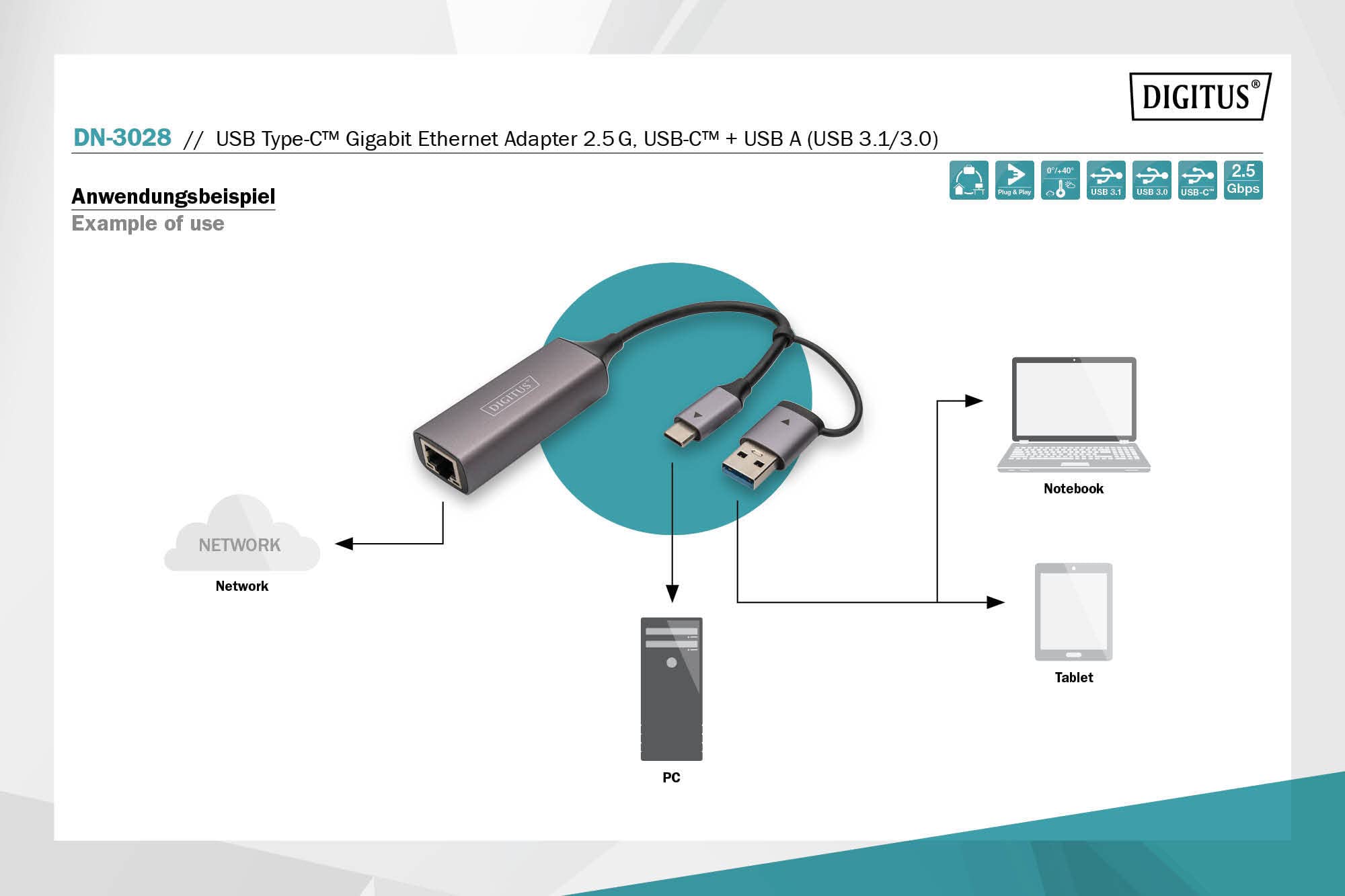 digitus-usb-netzwerkadapter-2-5-gbit-rj45-usb-3-1-grau image 4