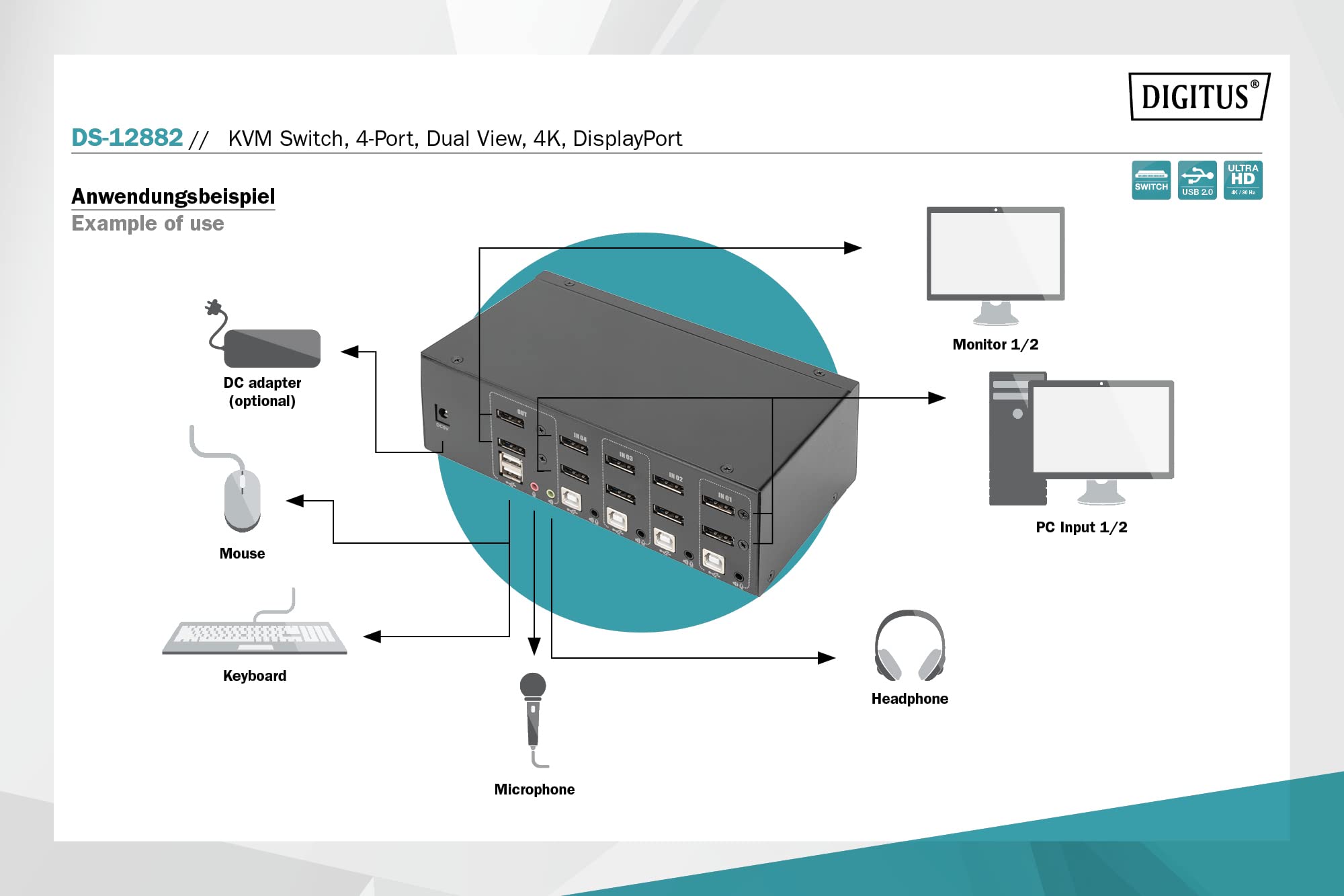 digitus-unique-4-port-dual-displayport-kvm-switch-4k-schwarz image 5