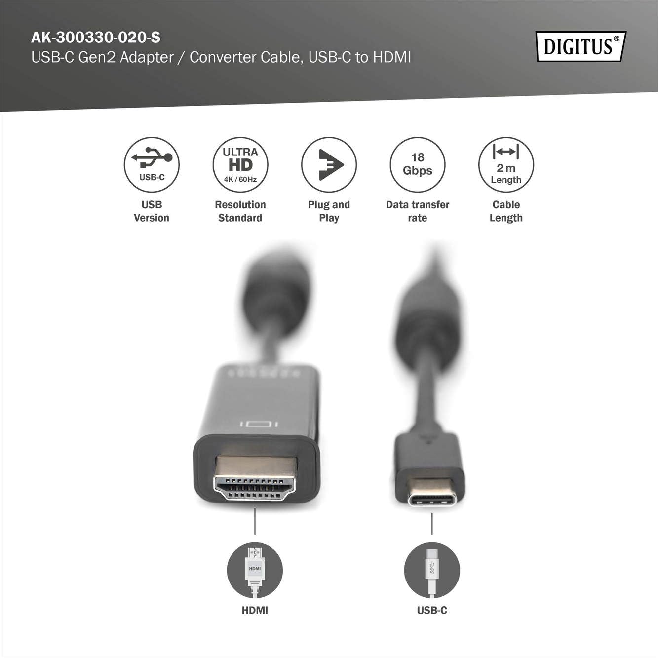 digitus-unique-usb-c-auf-hdmi-adapterkabel-2-0-m-4k-60hz-monitorkabel image 2