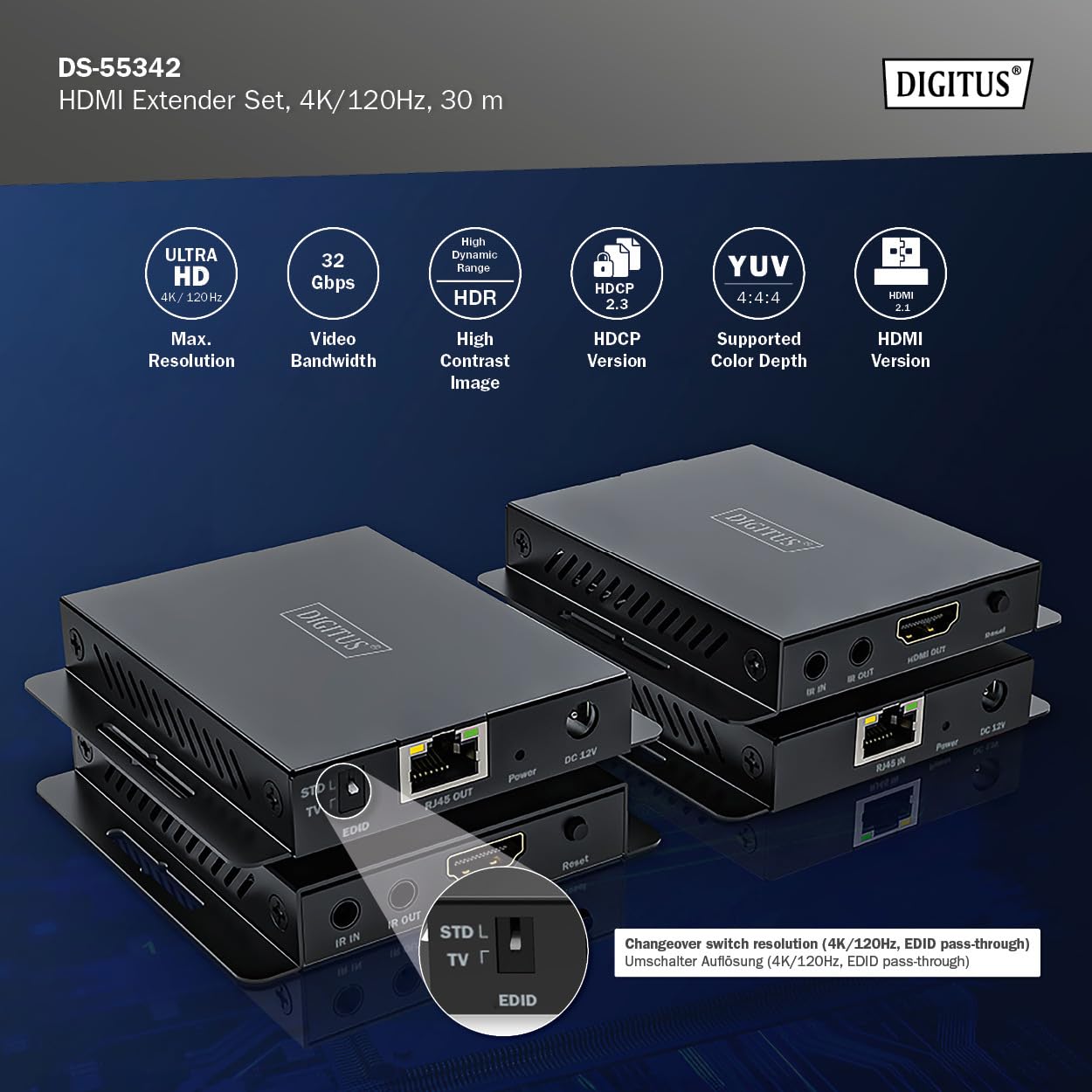 digitus-unique-hdmi-extender-30-m-ber-cat-6-uhd-4k-120-hz-4-4-4-schwarz image 4