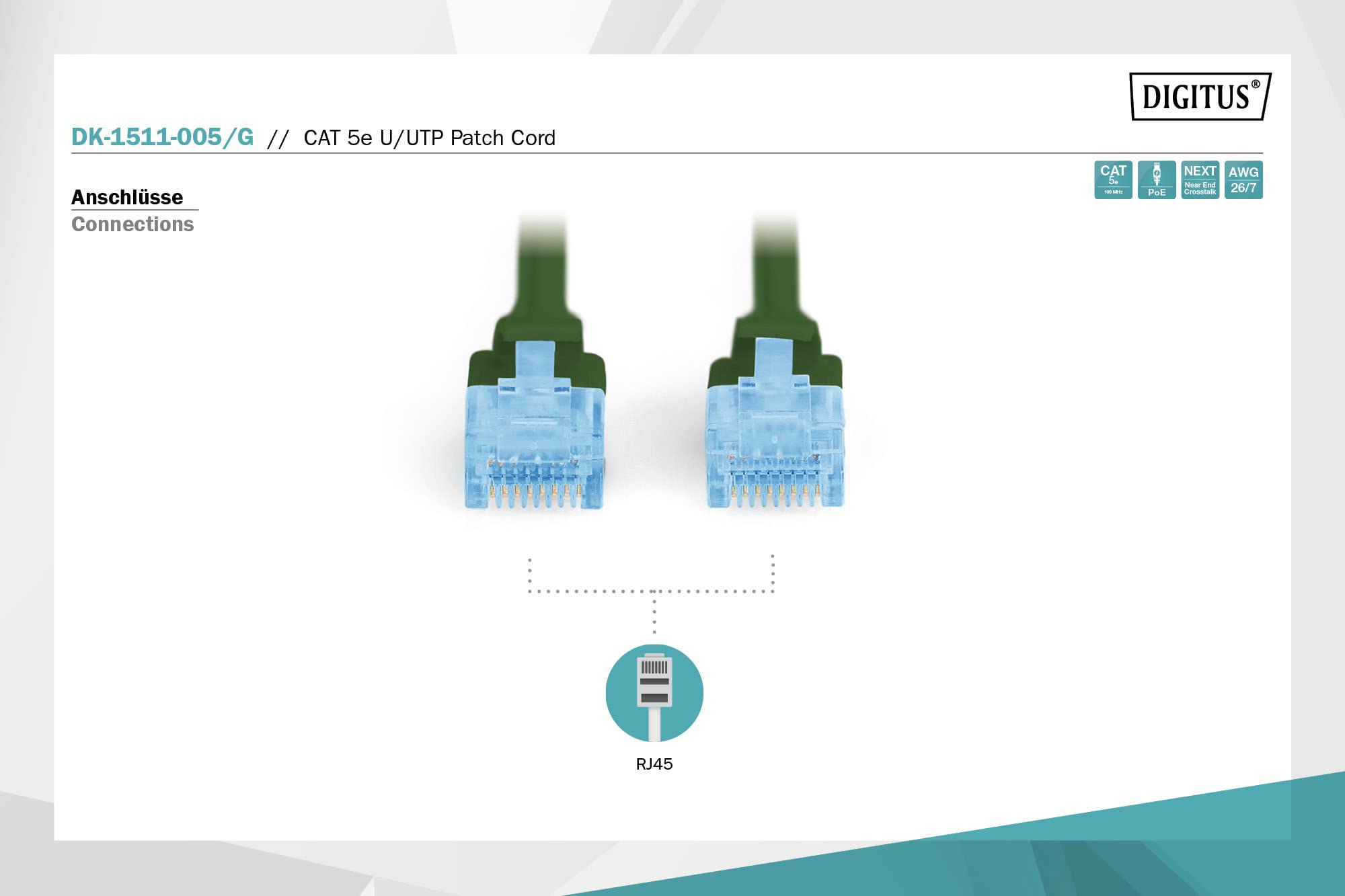 digitus-unique-lan-kabel-cat-5e-0-5-m-rj45-u-utp-gr-n image 2