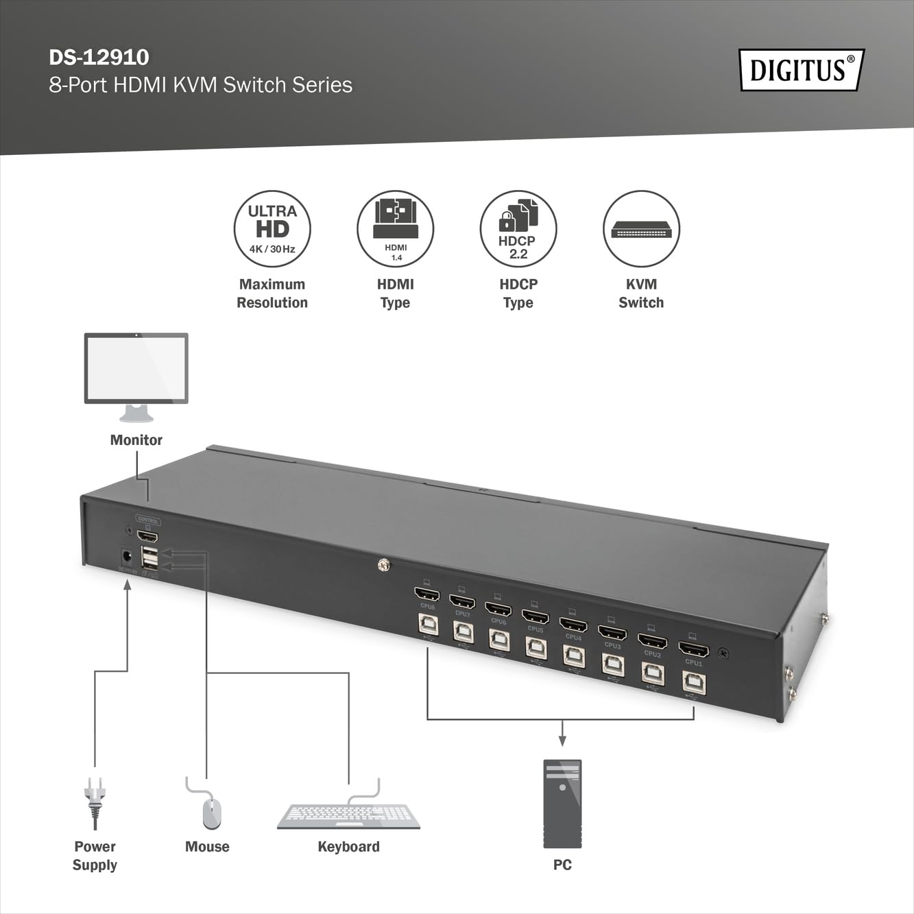 digitus-unique-ds-12910-8-port-kvm-switch-hdmi-4k30hz image 3