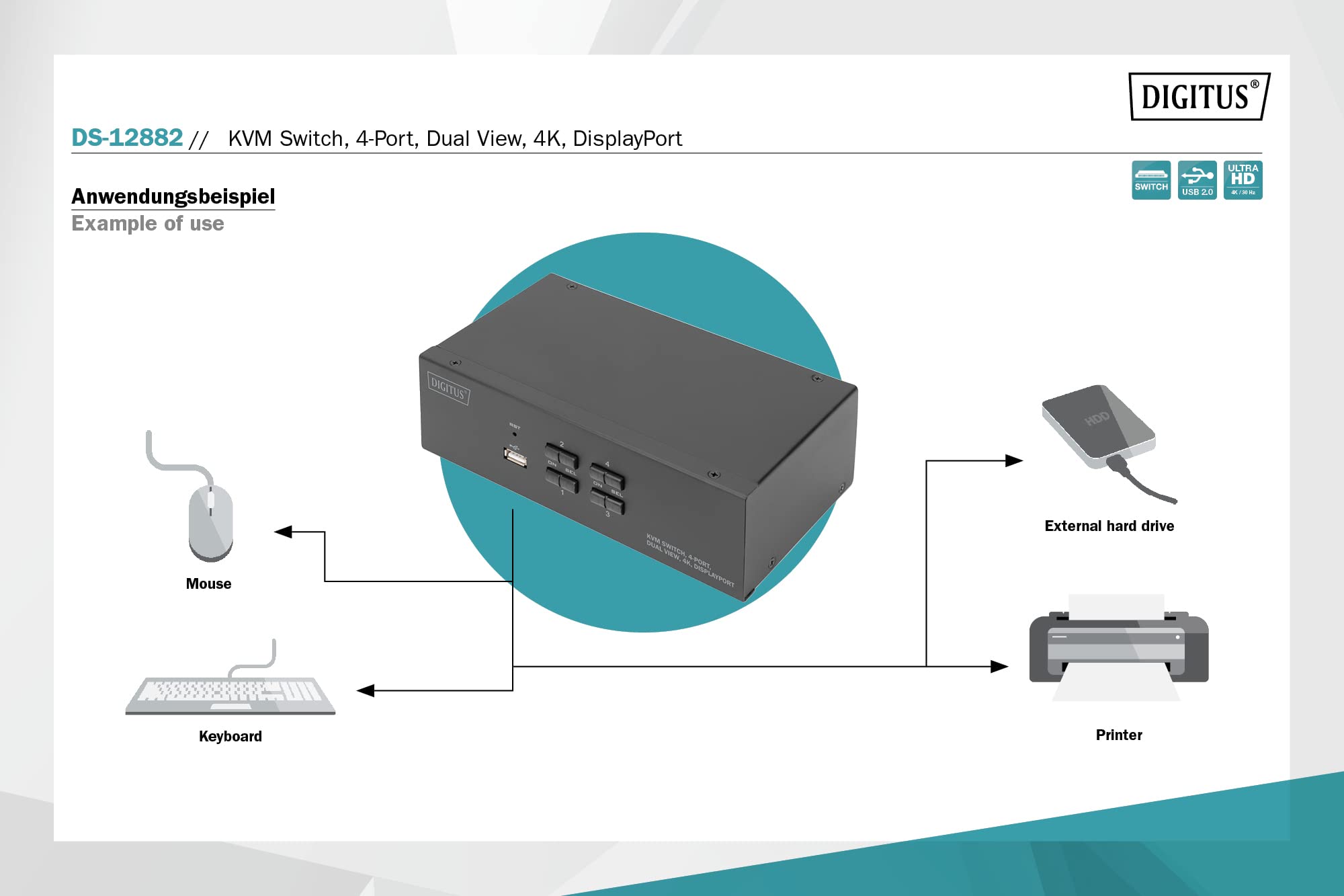 digitus-unique-4-port-dual-displayport-kvm-switch-4k-schwarz image 4