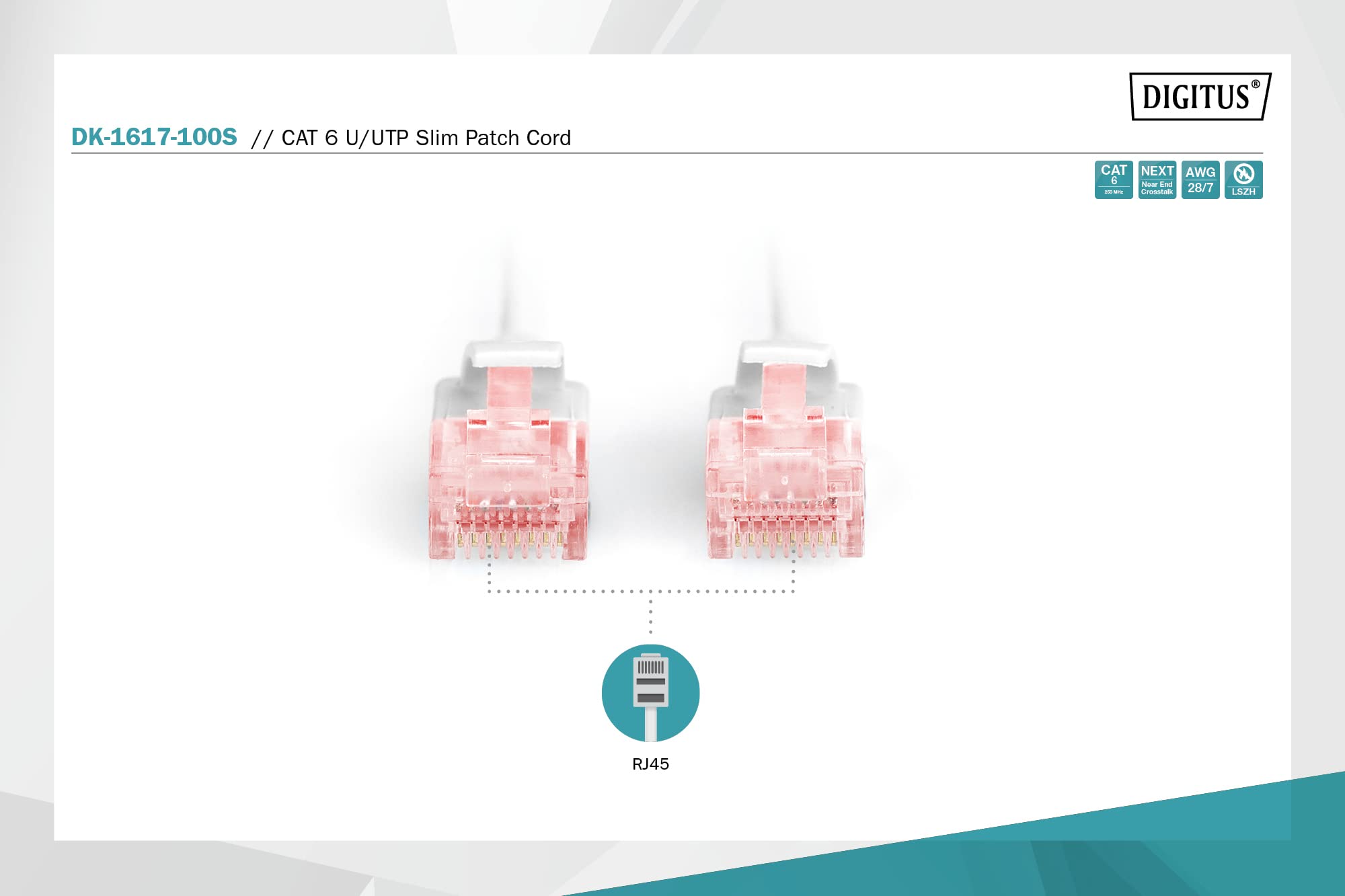 digitus-unique-lan-kabel-cat-6-10m-slim-utp-rj45-grau image 2