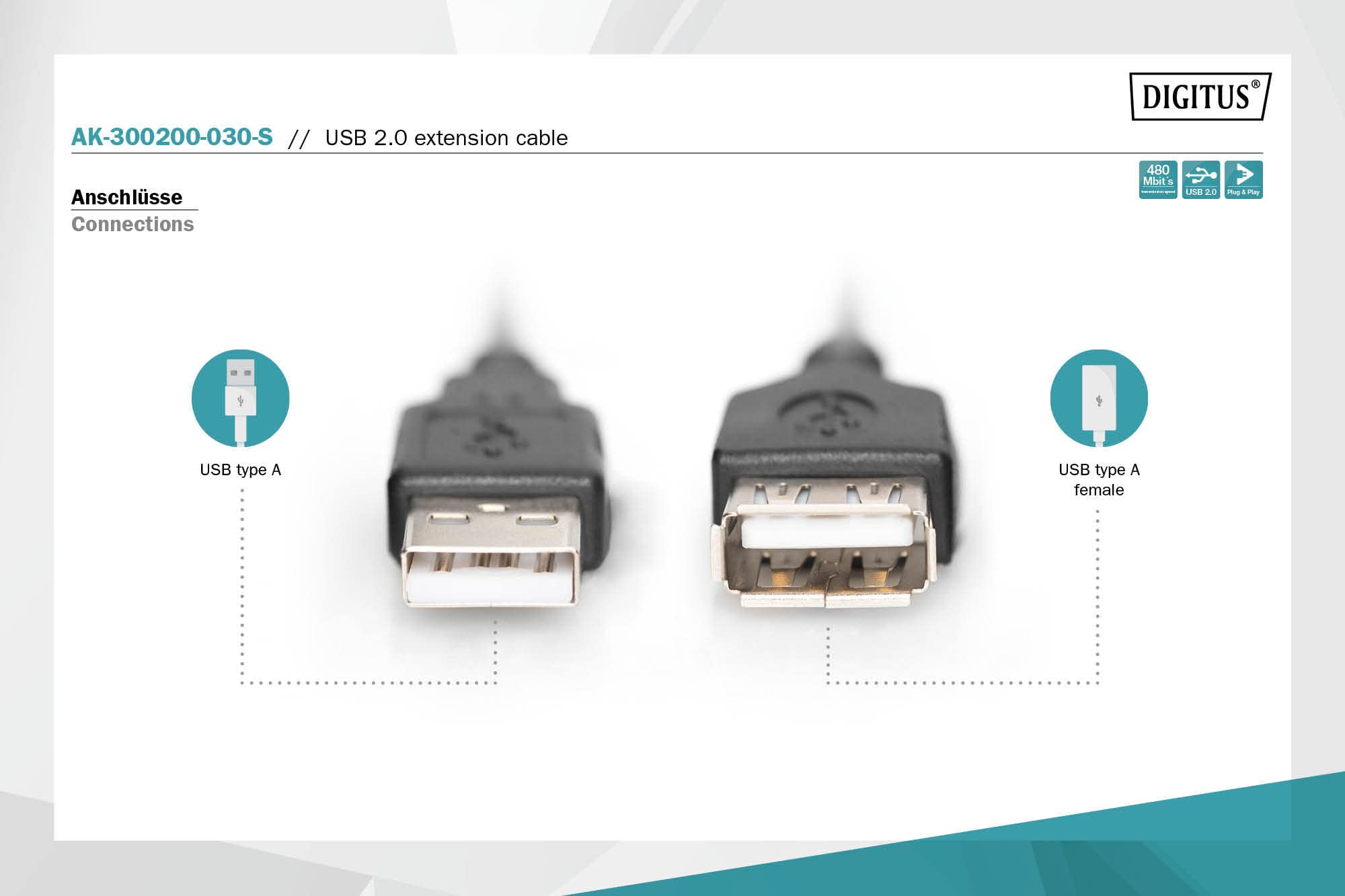 digitus-unique-usb-2-0-verl-ngerung-3-m-schwarz image 2