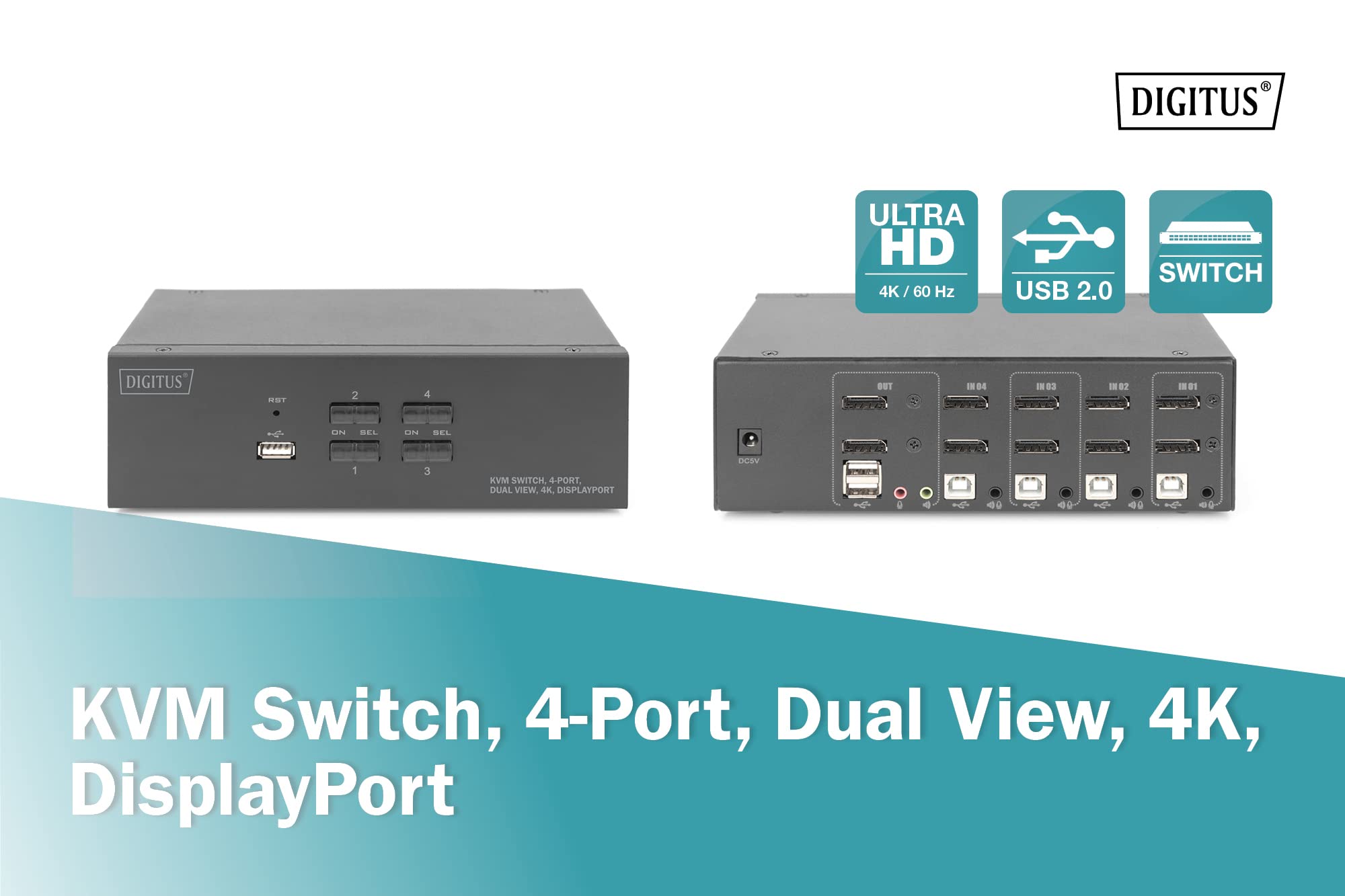 digitus-unique-4-port-dual-displayport-kvm-switch-4k-schwarz image 2