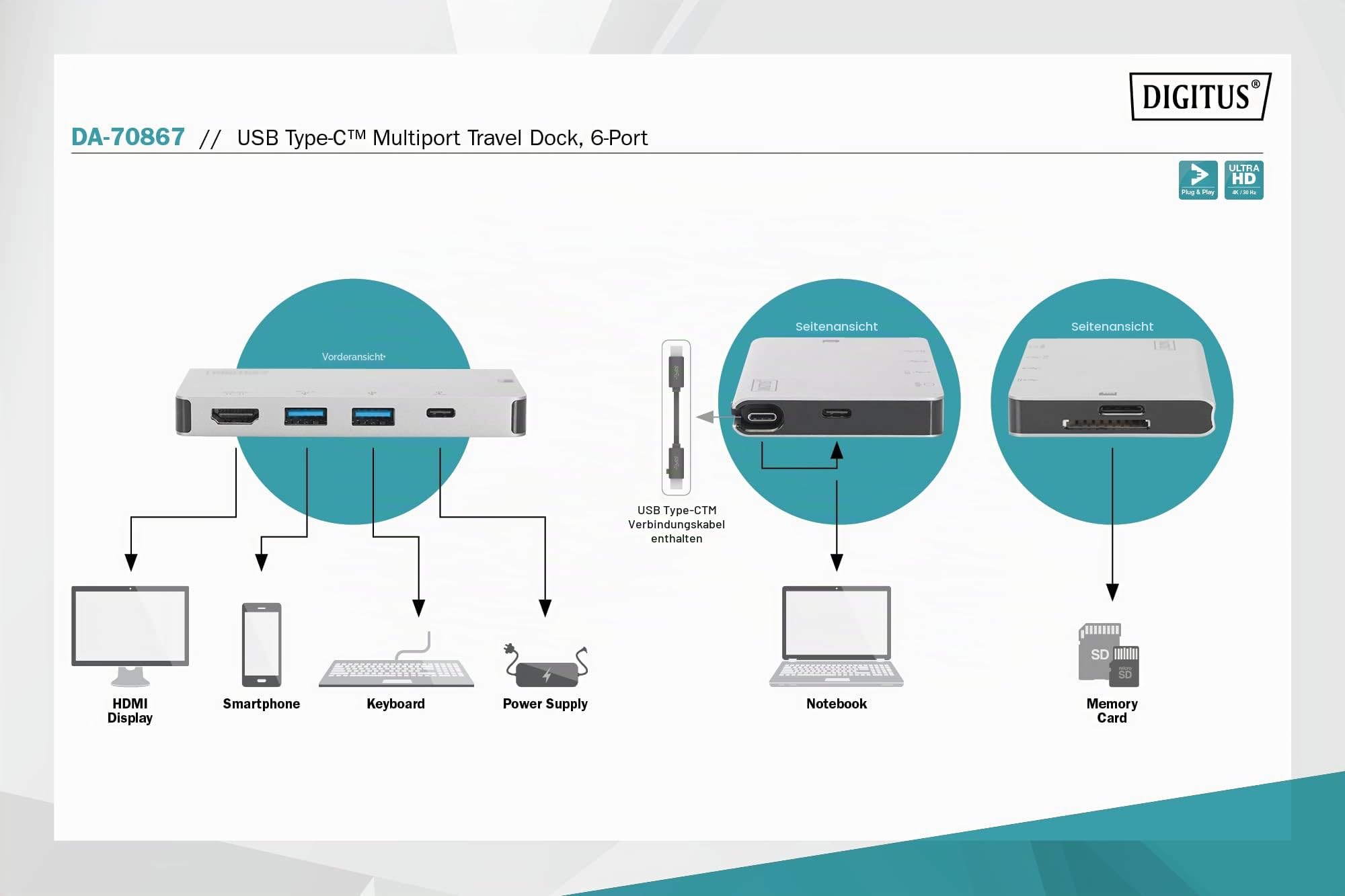 digitus-unique-travel-dockingstation-6port-usb-c-4k-silber image 3
