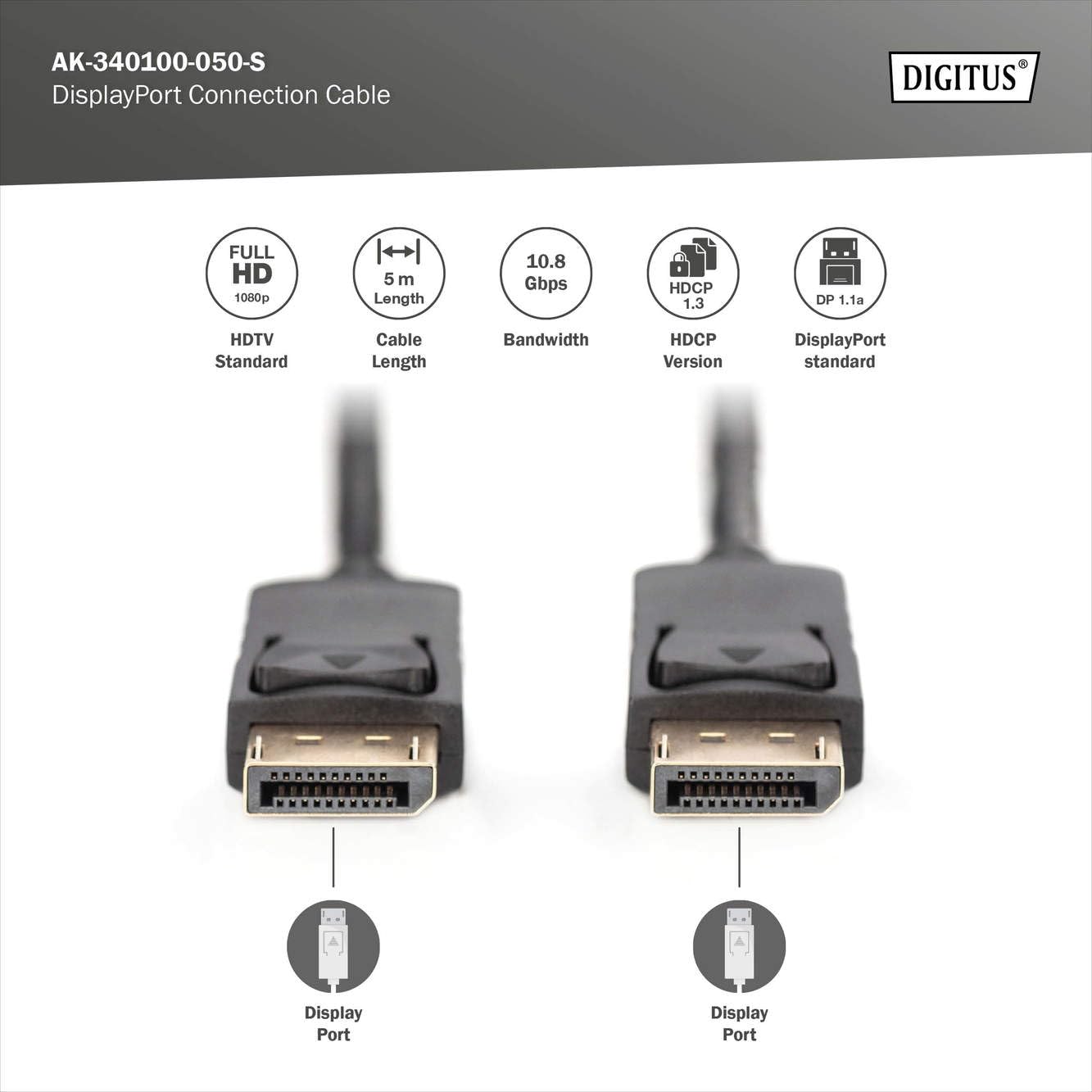 digitus-unique-displayport-kabel-dp-1-2-5-m-4k-schwarz image 2