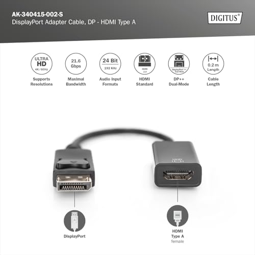digitus-unique-displayport-adapter-hdmi-4k-0-2m-schwarz image 8
