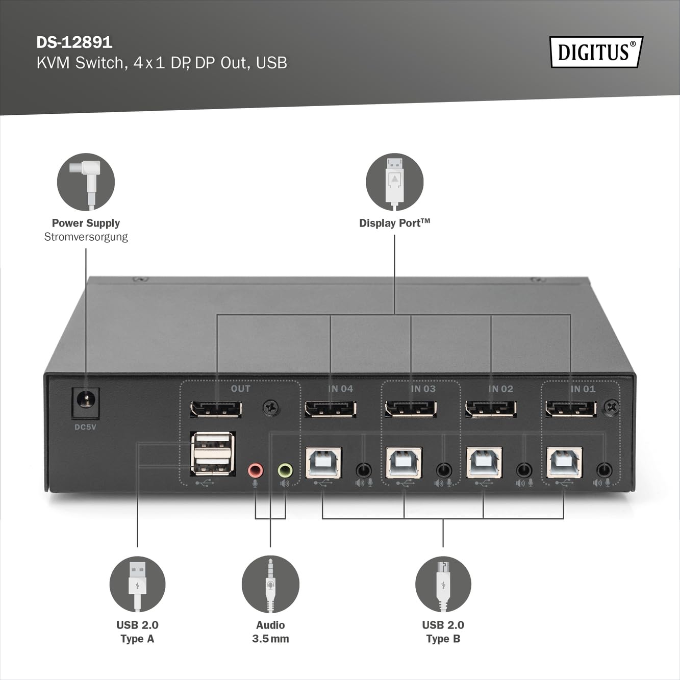 digitus-displayport-kvm-switch-4-port-4k-60hz-usb-audio image 3