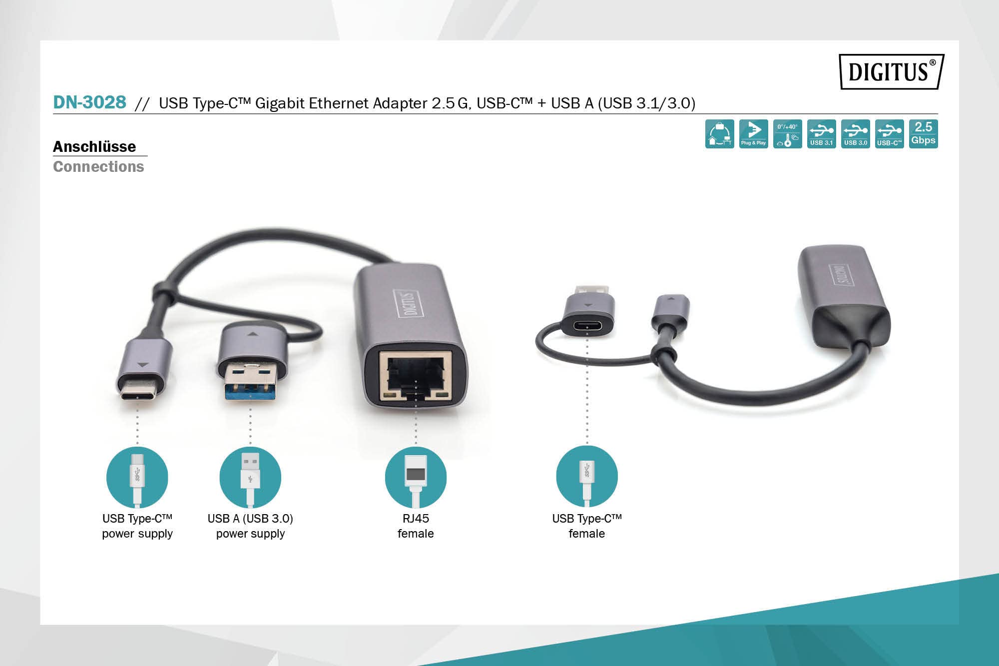 digitus-usb-netzwerkadapter-2-5-gbit-rj45-usb-3-1-grau image 3