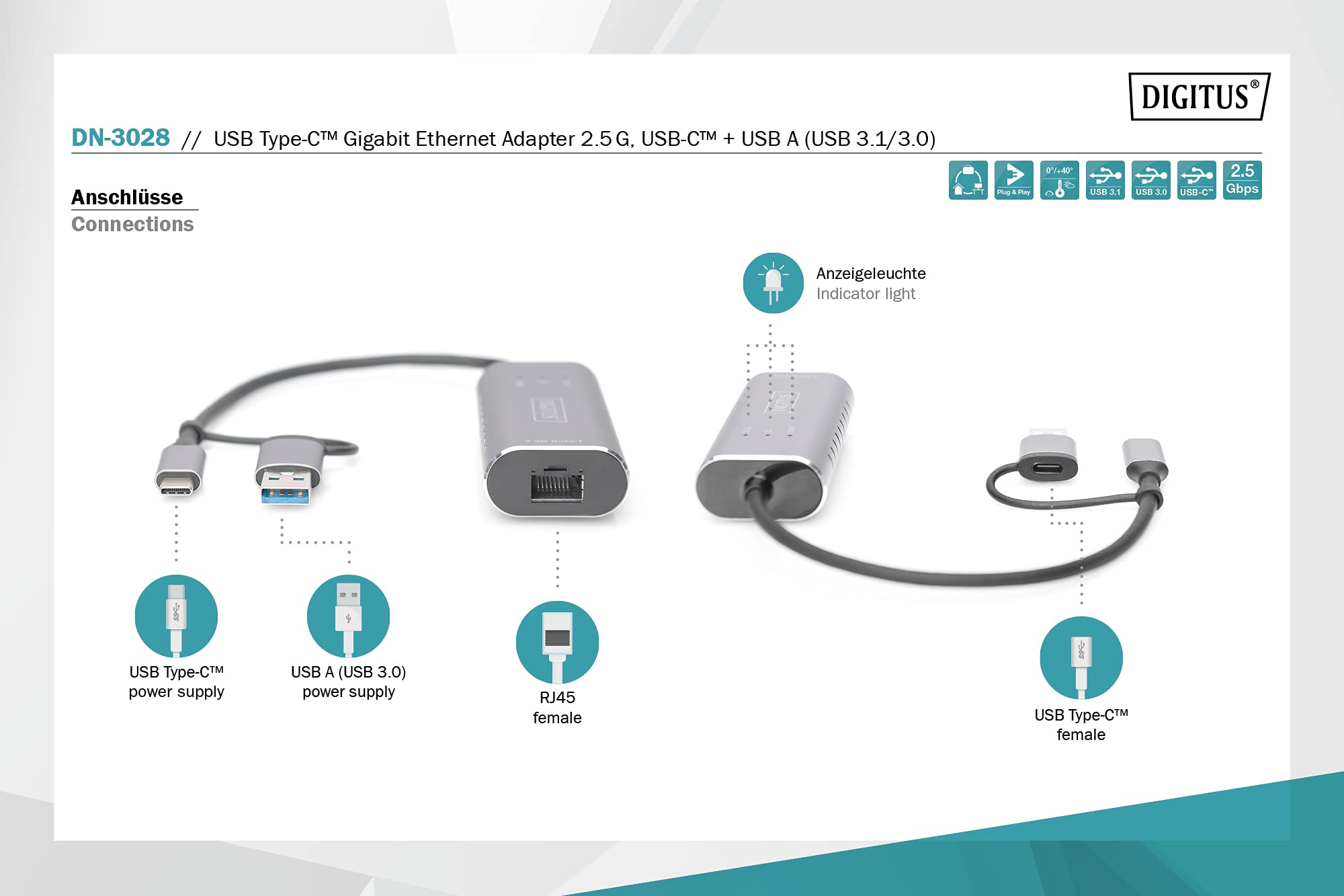 digitus-usb-netzwerkadapter-2-5-gbit-rj45-usb-3-1-grau image 8