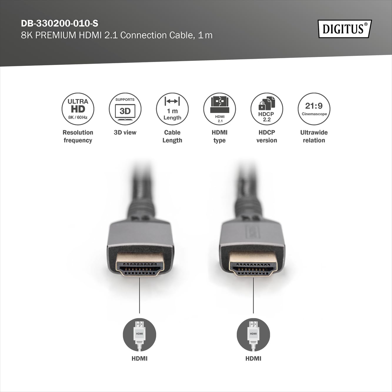 digitus-unique-hdmi-kabel-1-m-8k-60hz-hdmi-2-1 image 2