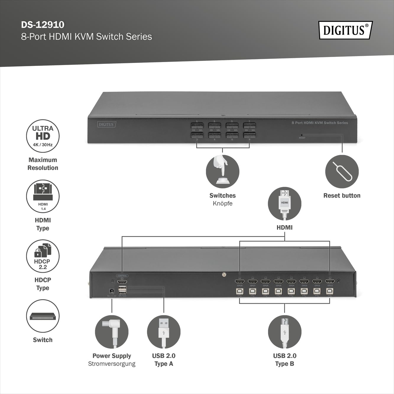 digitus-unique-ds-12910-8-port-kvm-switch-hdmi-4k30hz image 2