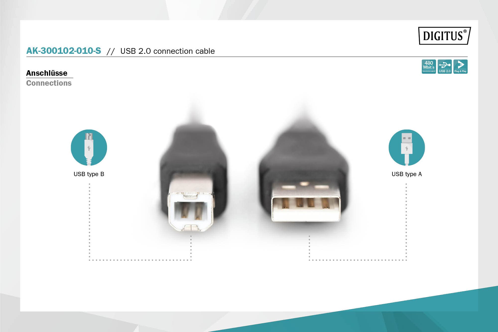 digitus-usb-2-0-druckerkabel-1-m-a-b-schwarz-480-mbit-s image 2