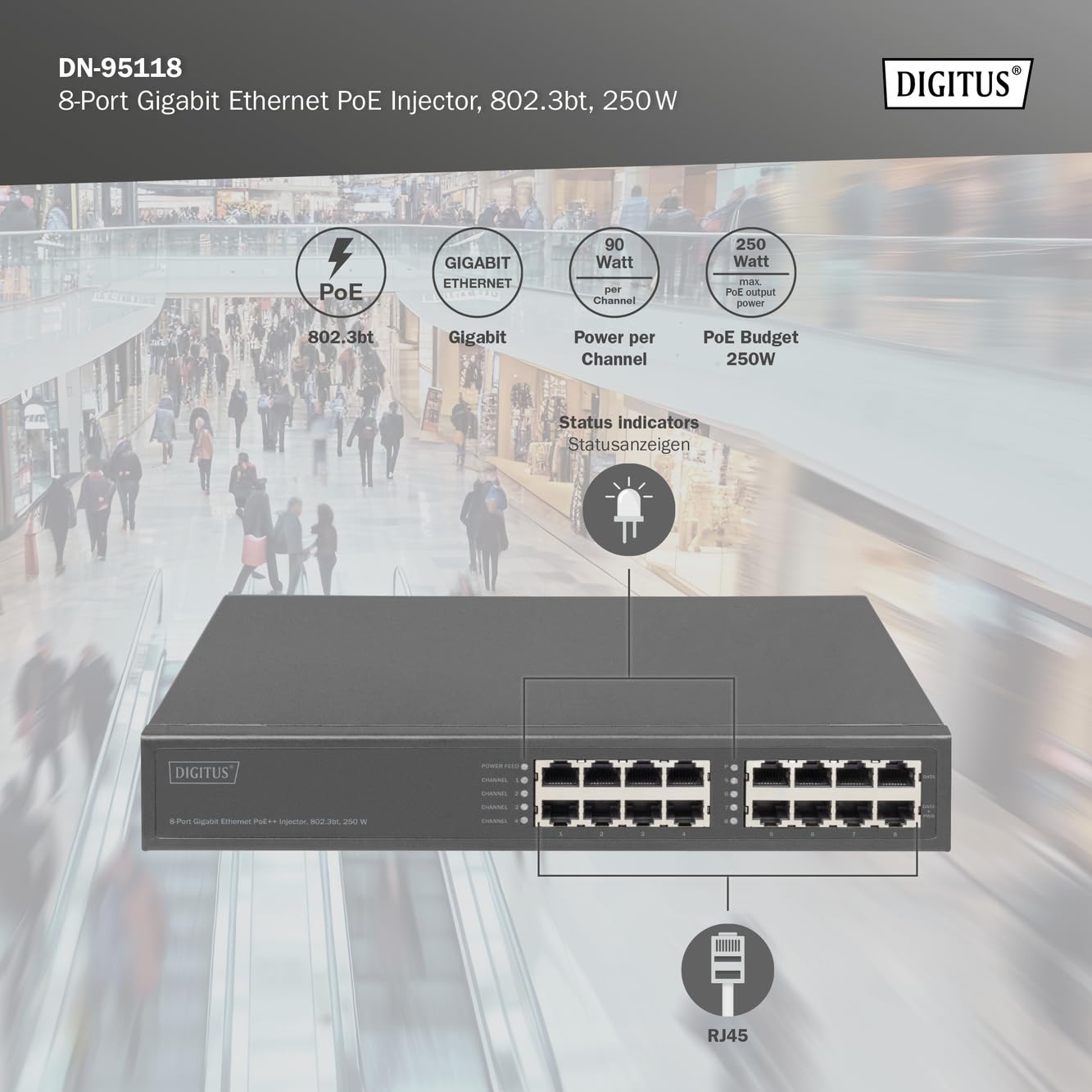 digitus-unique-dn-95118-poe-injektor-8-port-250w image 2