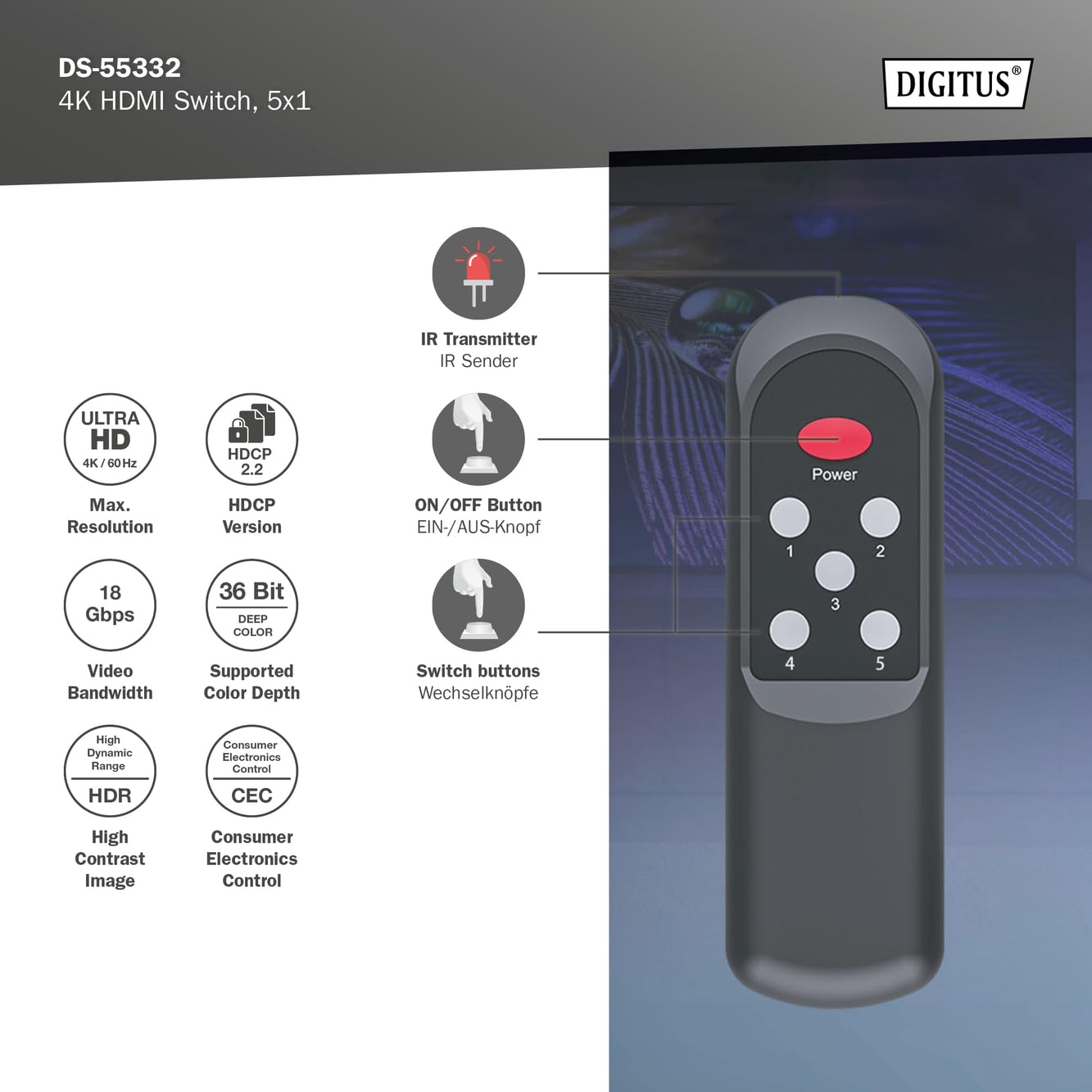 digitus-unique-hdmi-switch-5x1-4k-60hz-uhd-hdr-schwarz image 6