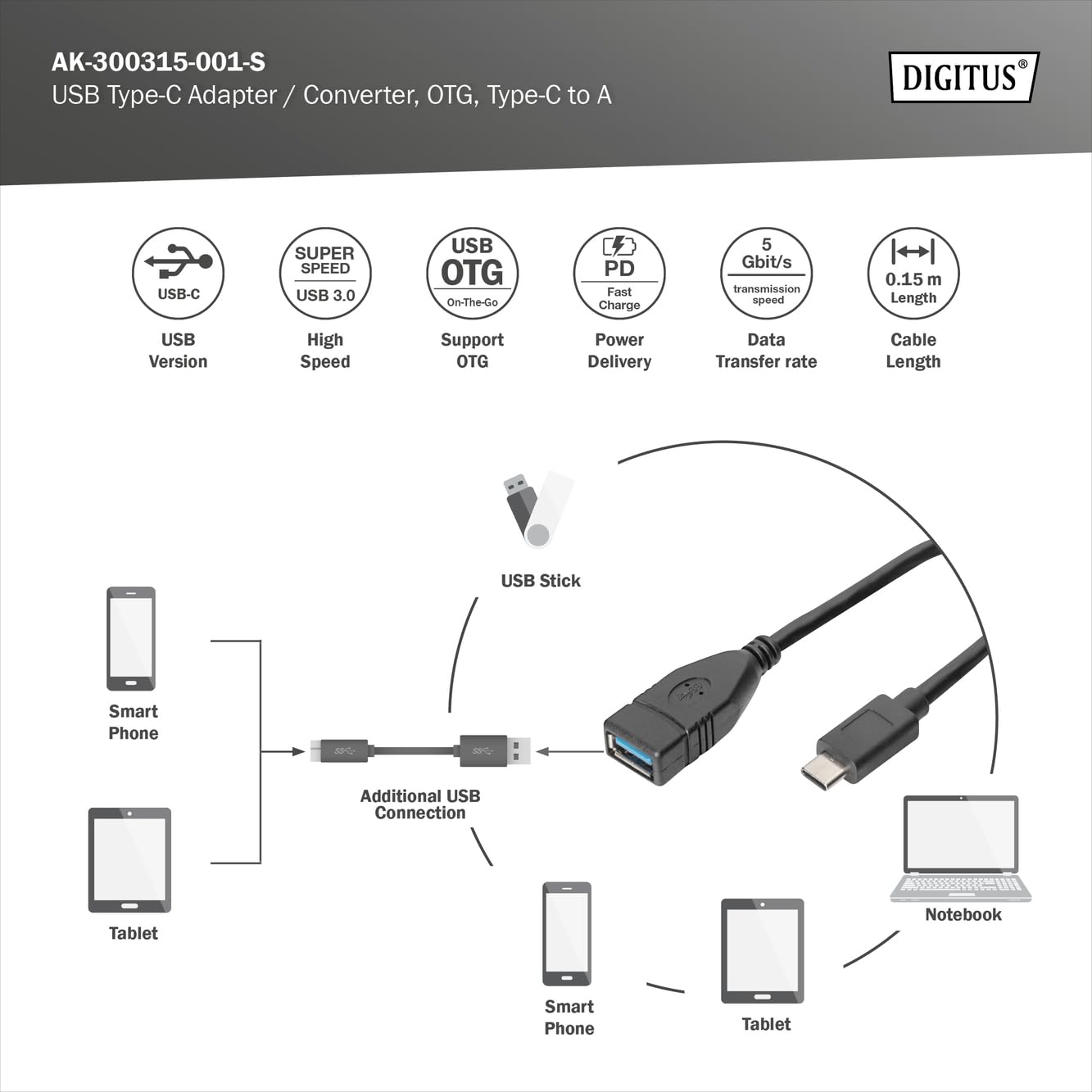 digitus-usb-3-0-otg-adapterkabel-usb-c-auf-usb-a-0-2-m image 3