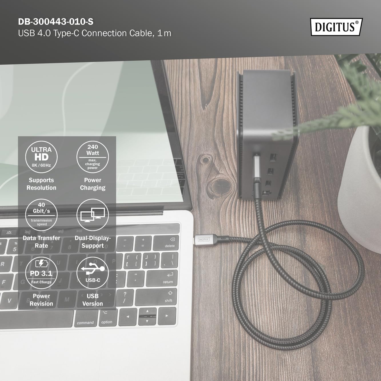 digitus-usb4-gen3-usb-c-kabel-1m-40gbit-s-240w-schwarz image 4