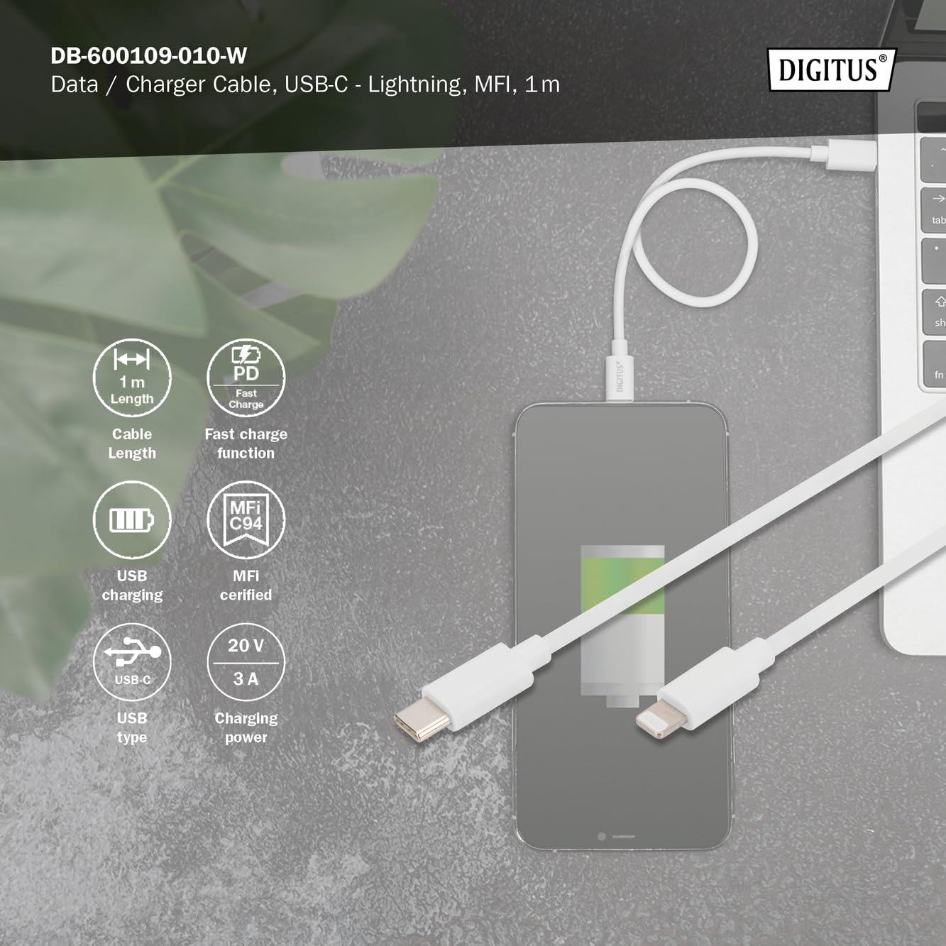 digitus-unique-usb-c-zu-lightning-kabel-1-m-60-w-ladekabel-mfi-zertifiziert-wei image 4