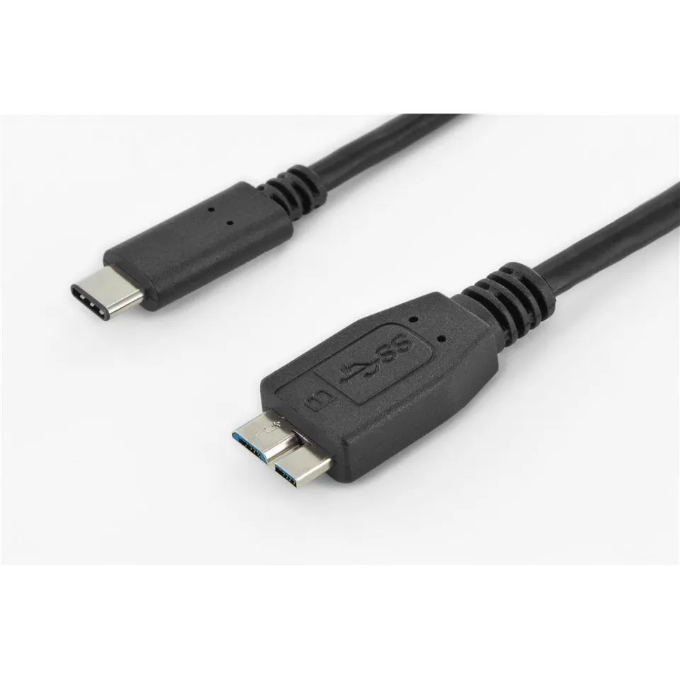 digitus-usb-3-0-anschlusskabel-typ-c-auf-micro-b-1-m-superspeed-5-gbit-s-schwarz image 1