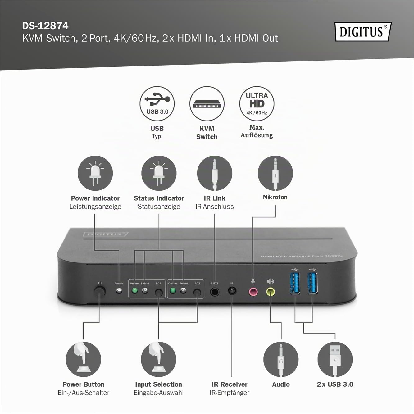digitus-unique-kvm-switch-2x1-hdmi-4k-60hz-usb-hub image 2