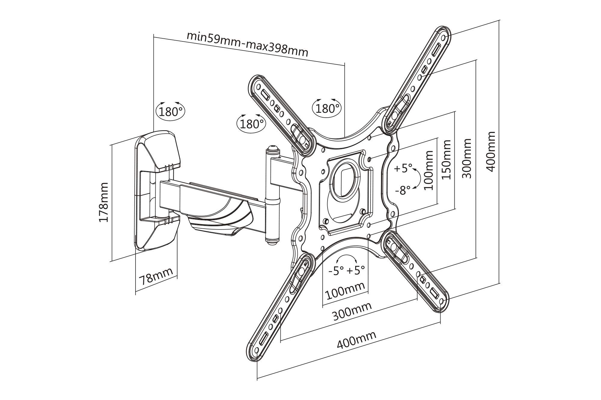digitus-unique-tv-wandhalterung-23-55-zoll-schwenkbar-30-kg image 7