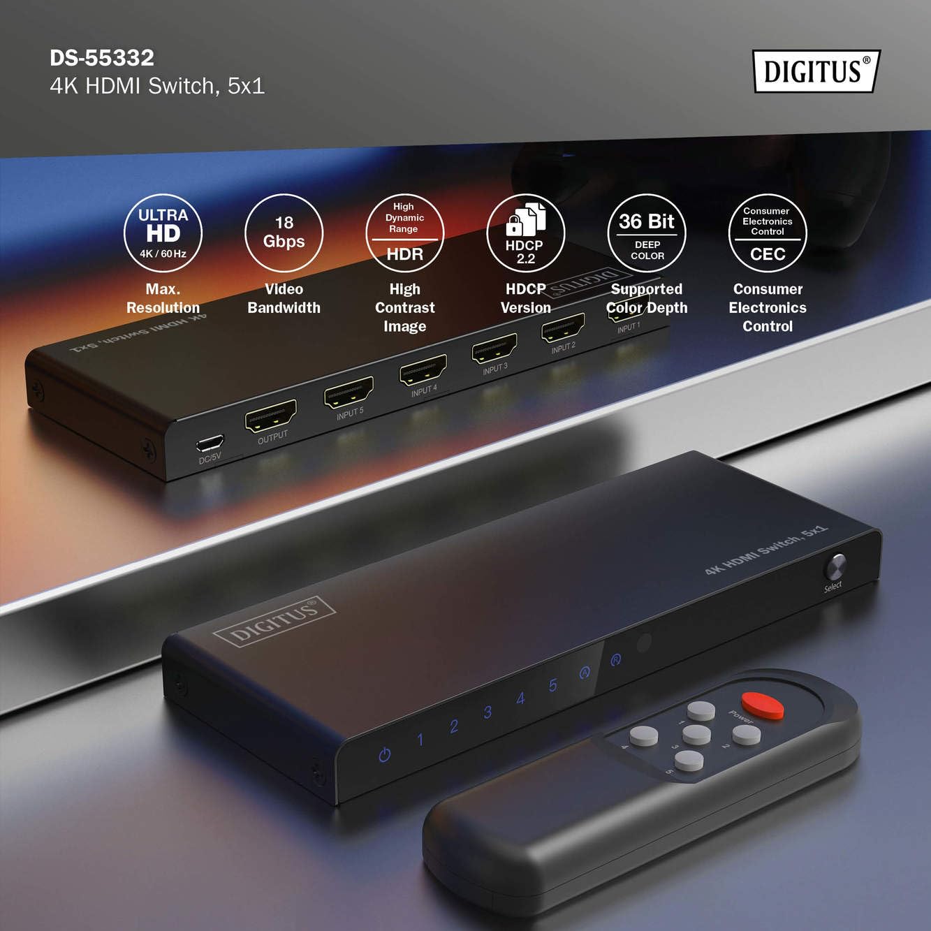 digitus-unique-hdmi-switch-5x1-4k-60hz-uhd-hdr-schwarz image 8