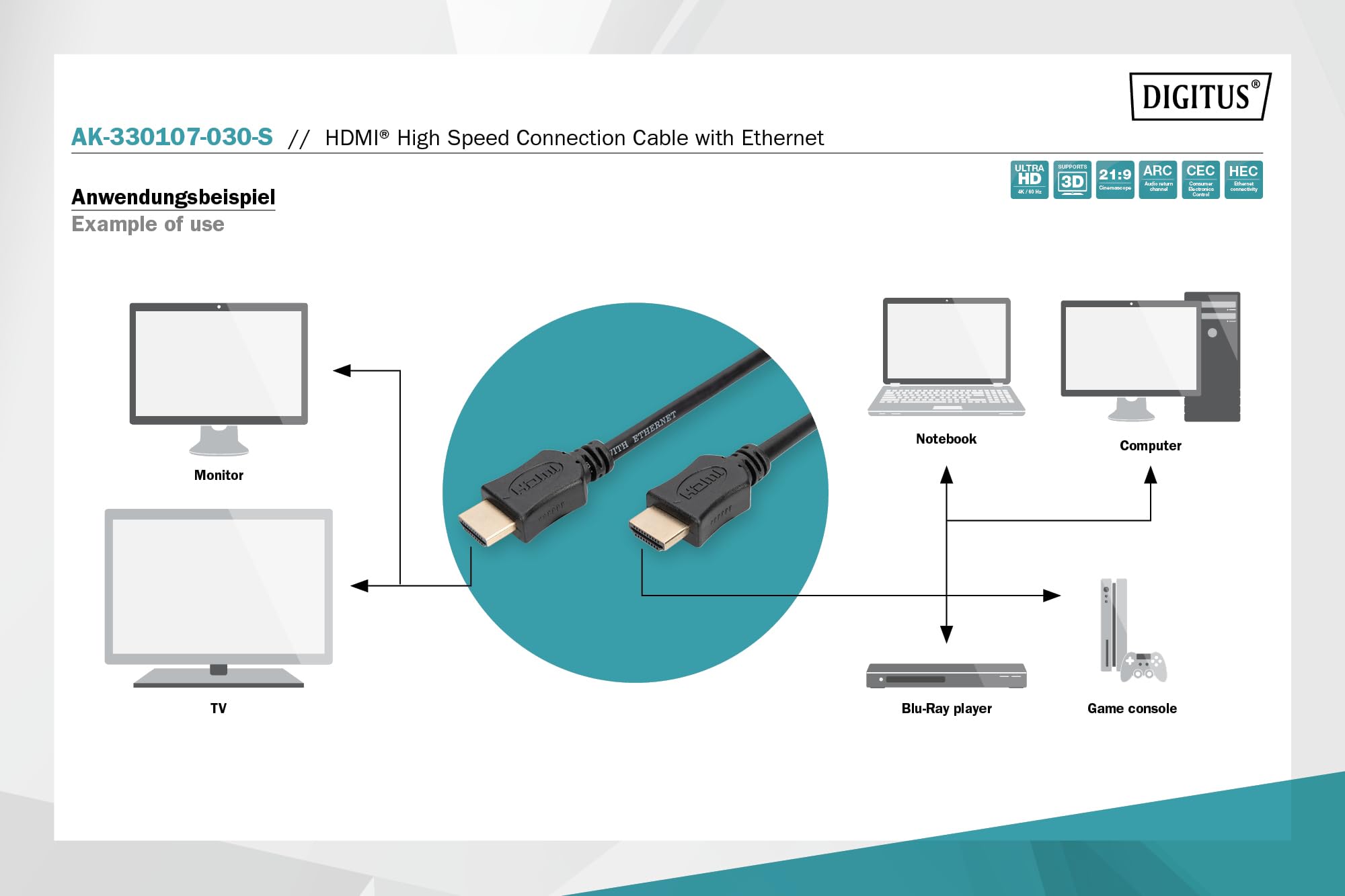 digitus-hdmi-kabel-3-m-high-speed-4k-60-hz-schwarz image 3