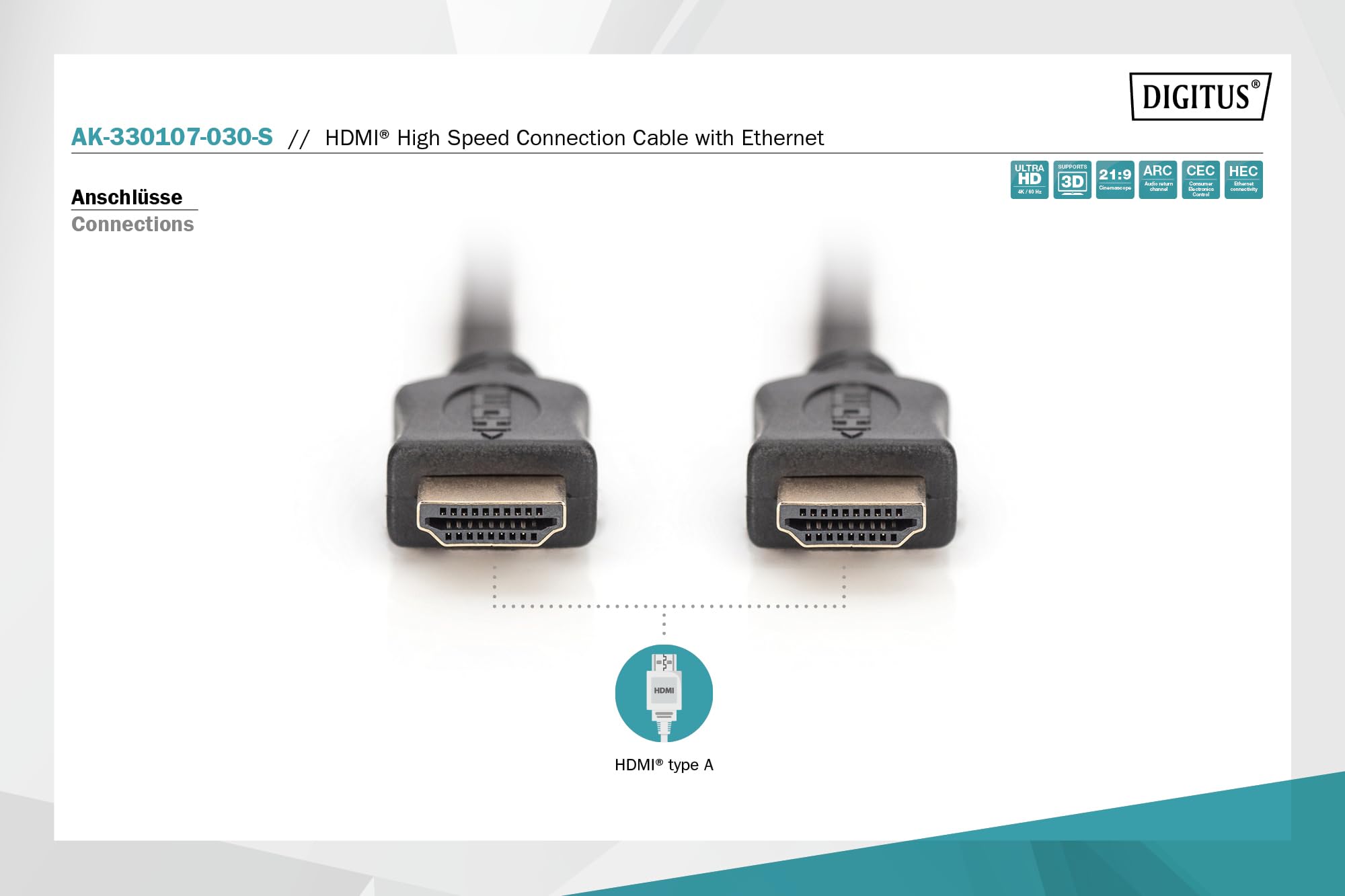 digitus-hdmi-kabel-3-m-high-speed-4k-60-hz-schwarz image 2