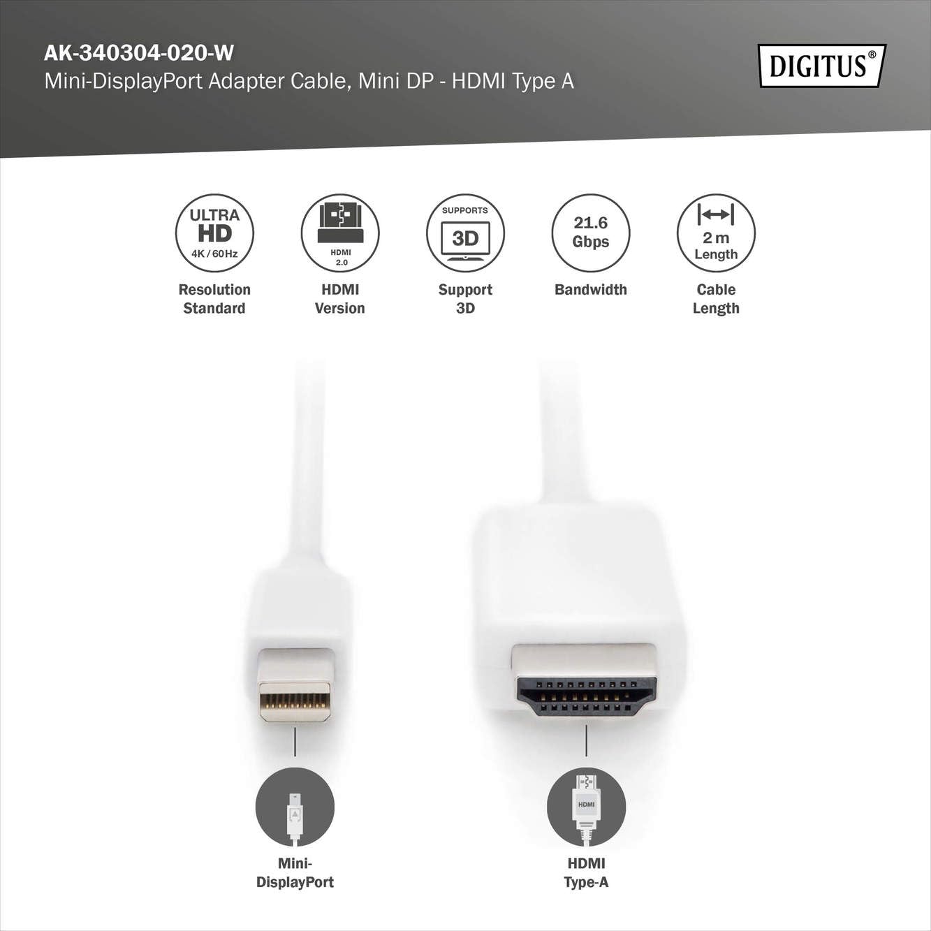 digitus-unique-mini-dp-zu-hdmi-adapterkabel-2-m-wei-4k image 2
