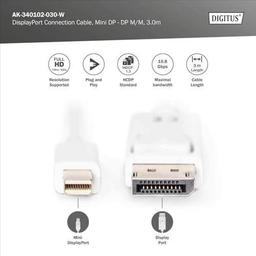 digitus-unique-displayport-kabel-mini-dp-dp-3-0m-wei-mit-verriegelung image 6