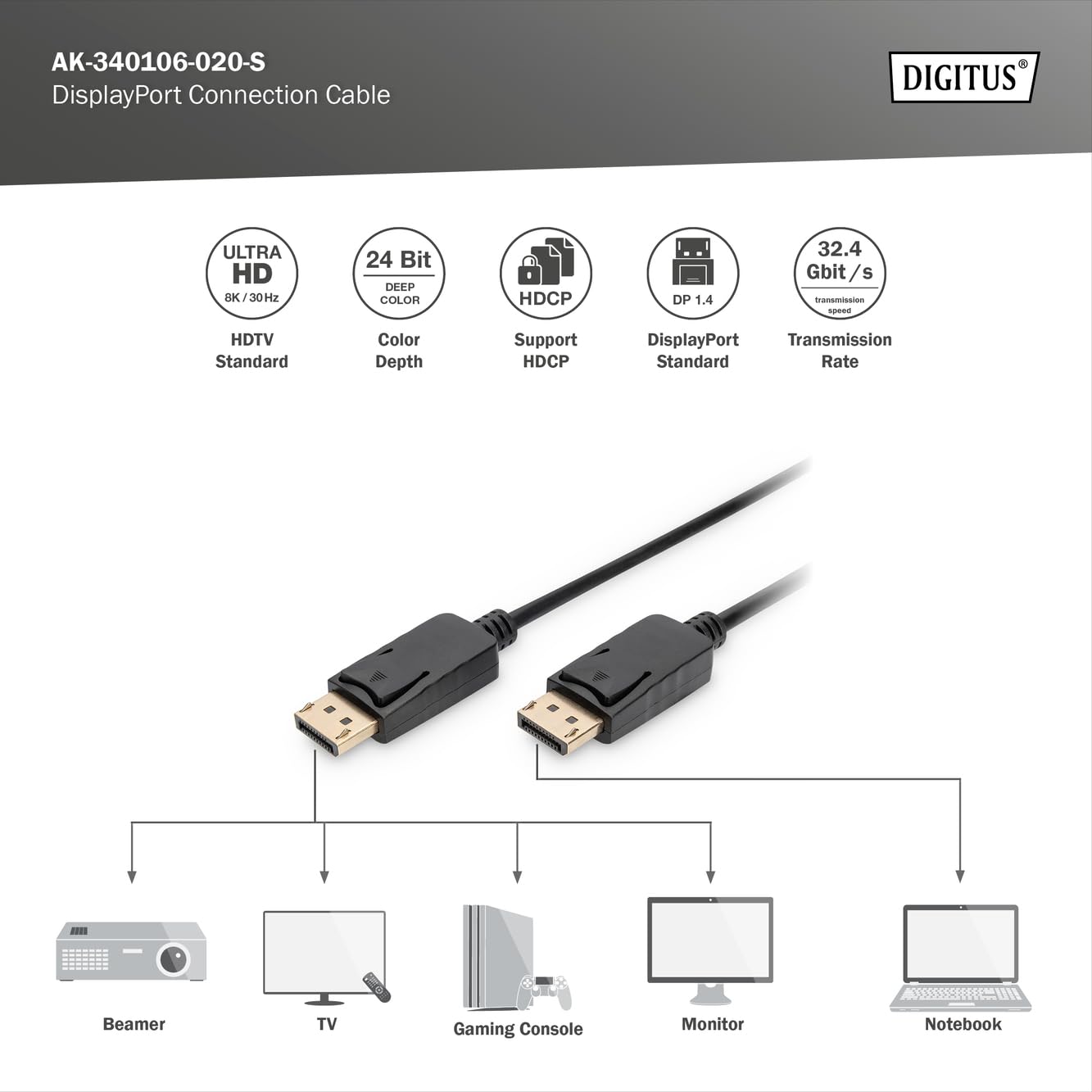digitus-displayport-kabel-2m-dp-1-4-8k-60hz image 3