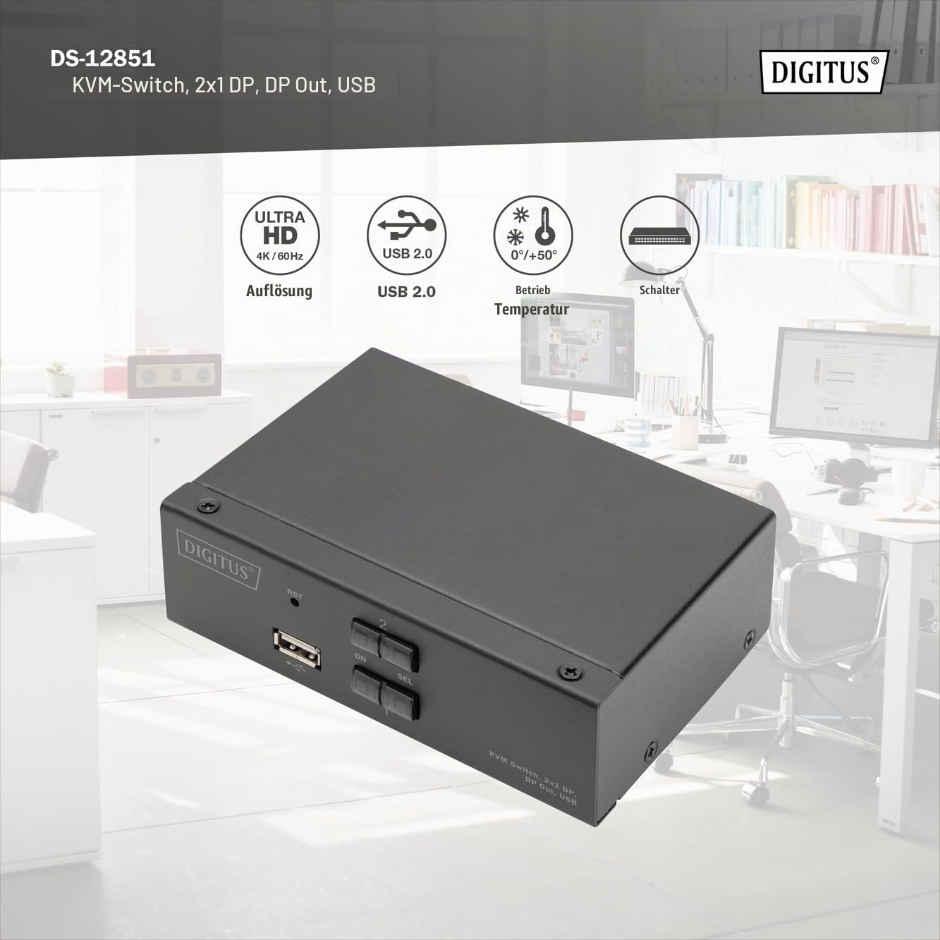 digitus-displayport-kvm-switch-2-port-single-display-4k-60hz-hot-key-schwarz image 4