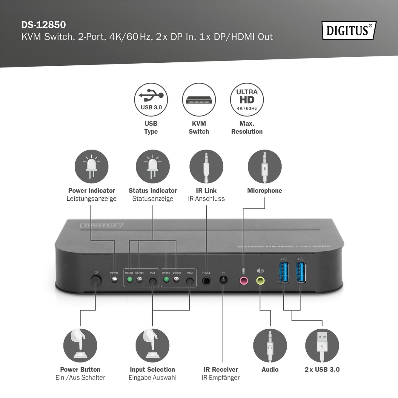 digitus-kvm-switch-2-port-4k-60hz-dp-hdmi-usb-3-0 image 2