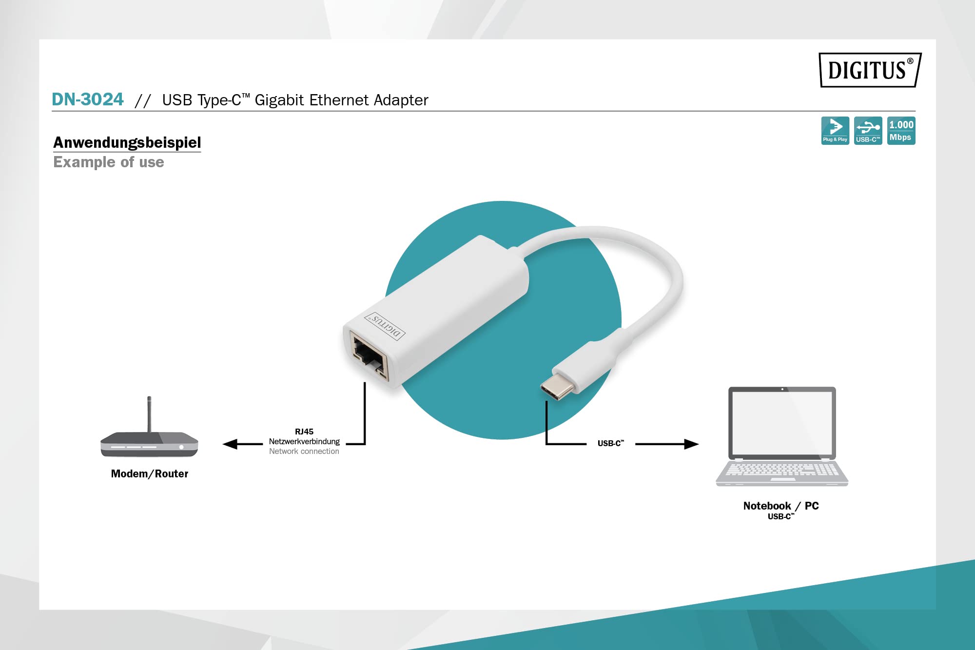 digitus-usb-c-gigabit-ethernet-adapter-1000-mbps-alu image 3