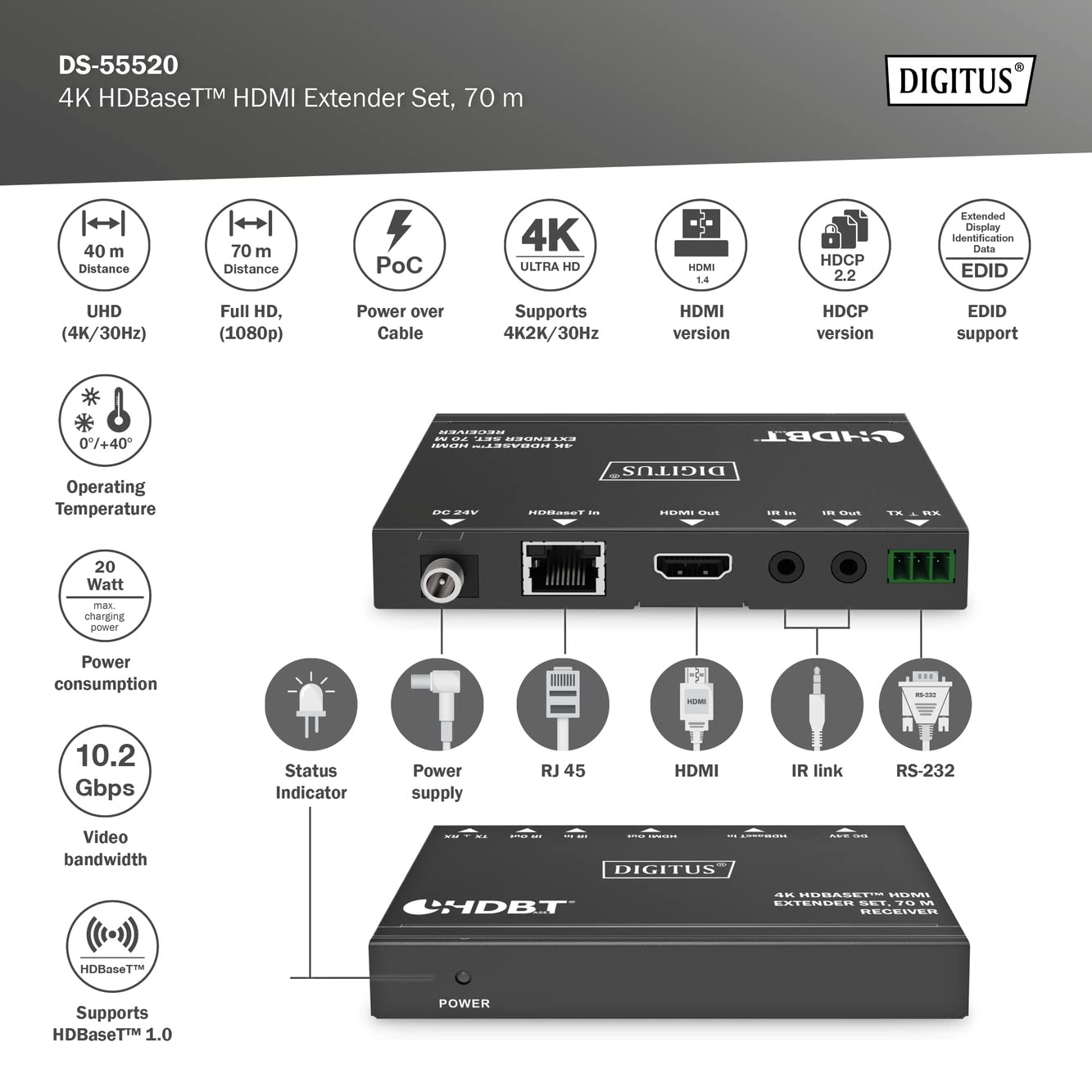 digitus-unique-hdmi-extender-4k-70m-hdbaset-sender-set image 2