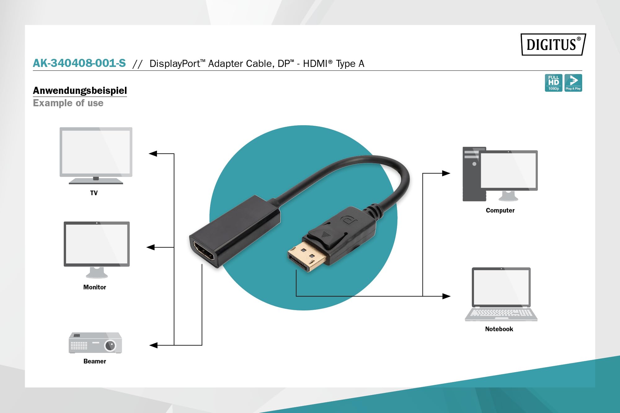 digitus-unique-displayport-hdmi-adapter-full-hd-schwarz image 3