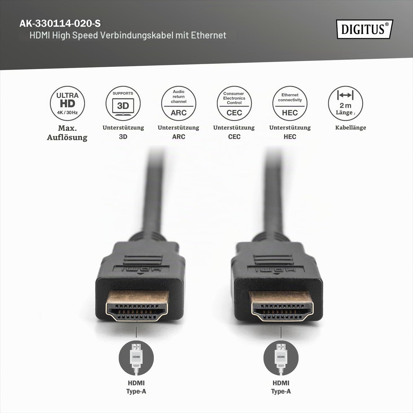 digitus-unique-hdmi-kabel-2m-typ-a-stecker-stecker-vergoldet image 2