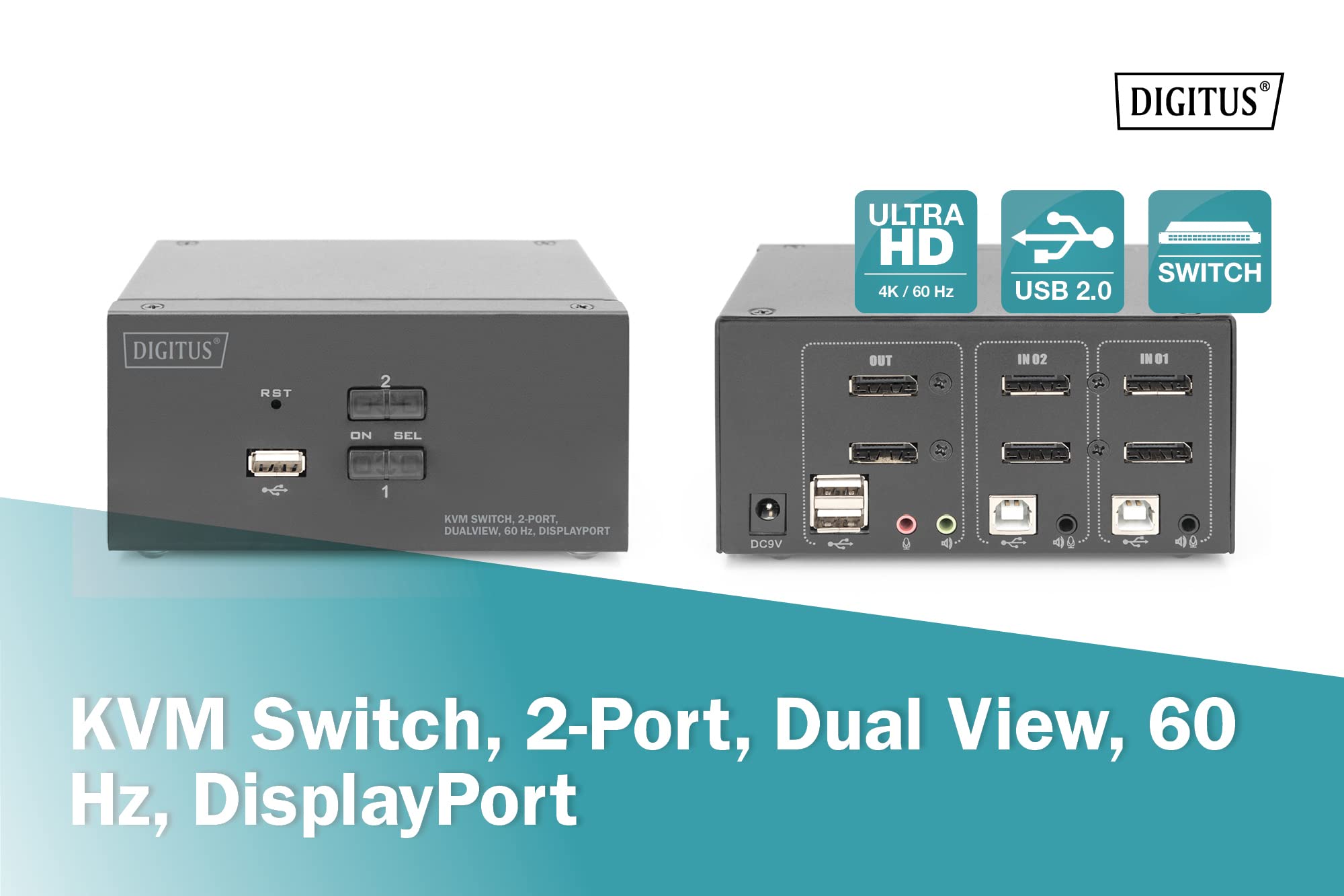 digitus-kvm-switch-2-port-4k-dp-dual-display-hot-key-f-r-2-pcs-2-monitore image 2