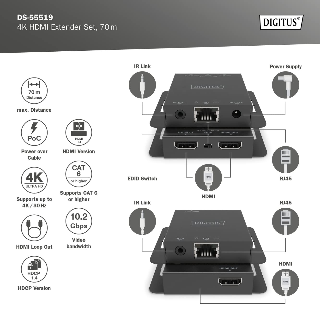 digitus-unique-hdmi-extender-uhd-4k-30hz-40m-ber-lan-kabel-ab-cat-6 image 2