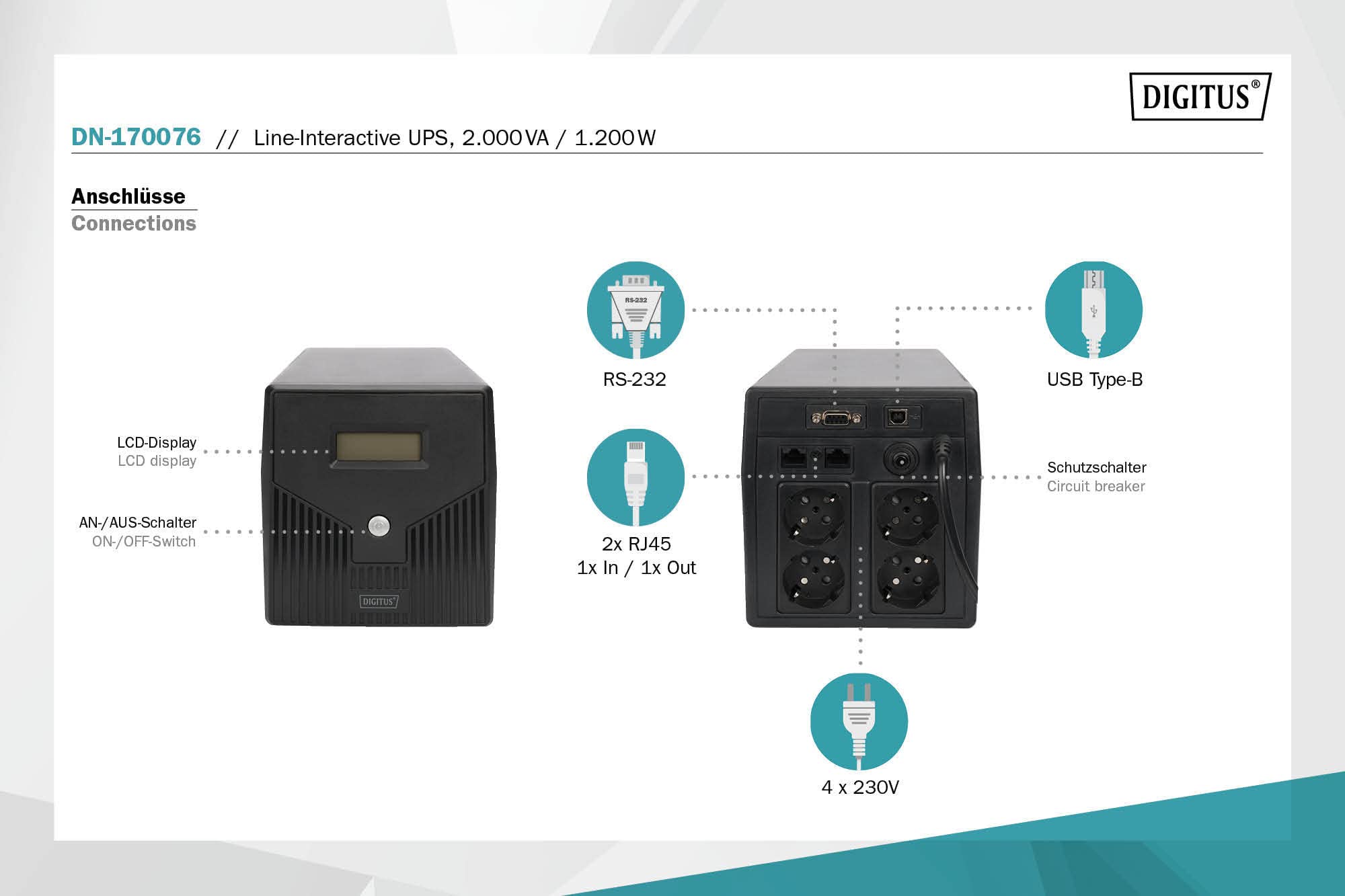 digitus-usv-2000-va-1200w-line-interactive-4x-schutzkontakt image 2