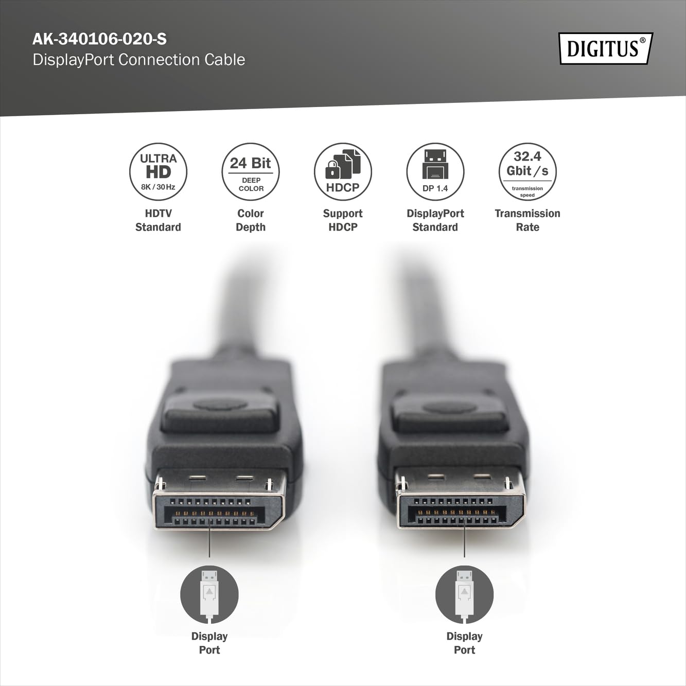 digitus-displayport-kabel-2m-dp-1-4-8k-60hz image 2