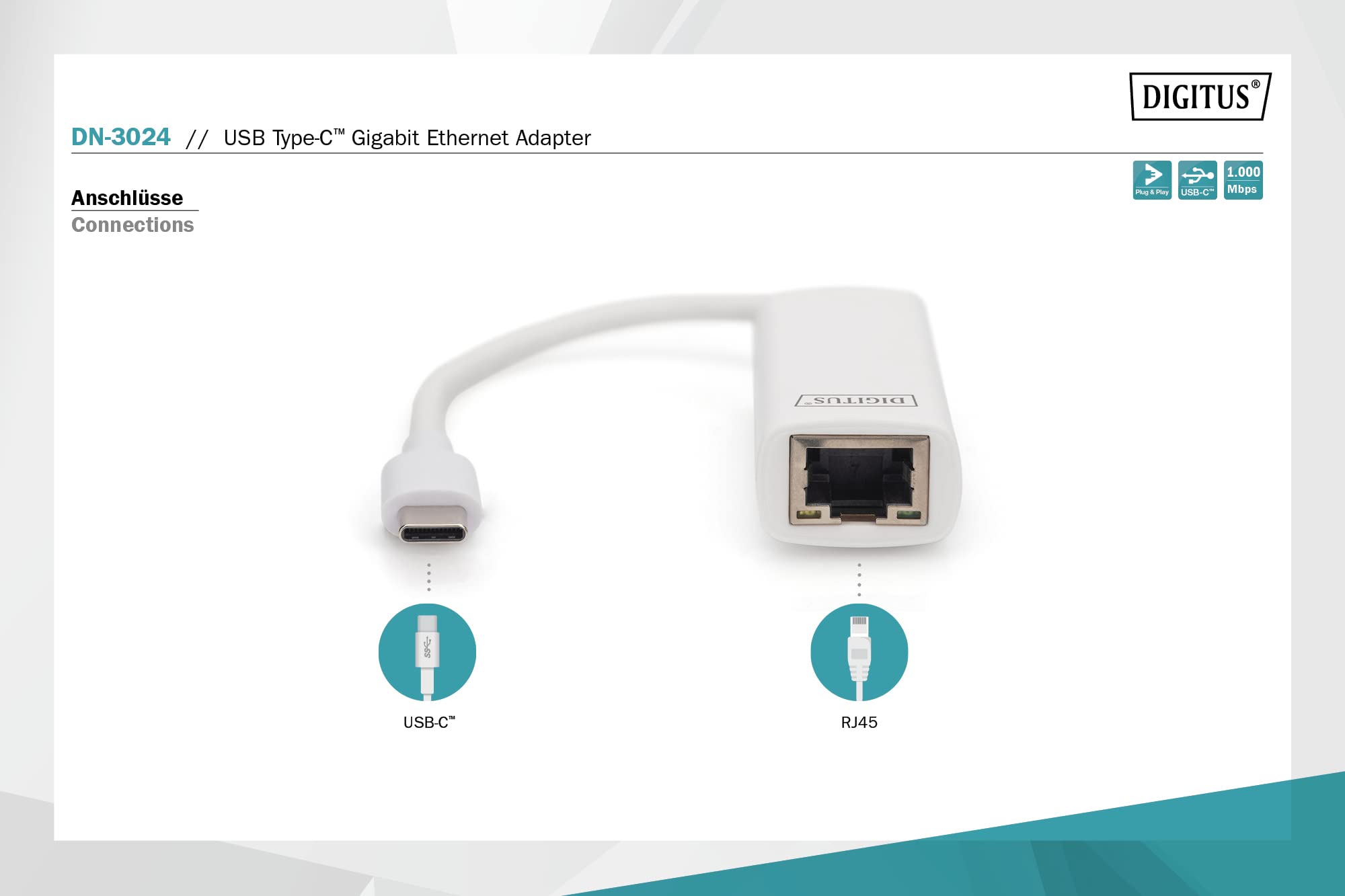 digitus-usb-c-gigabit-ethernet-adapter-1000-mbps-alu image 2