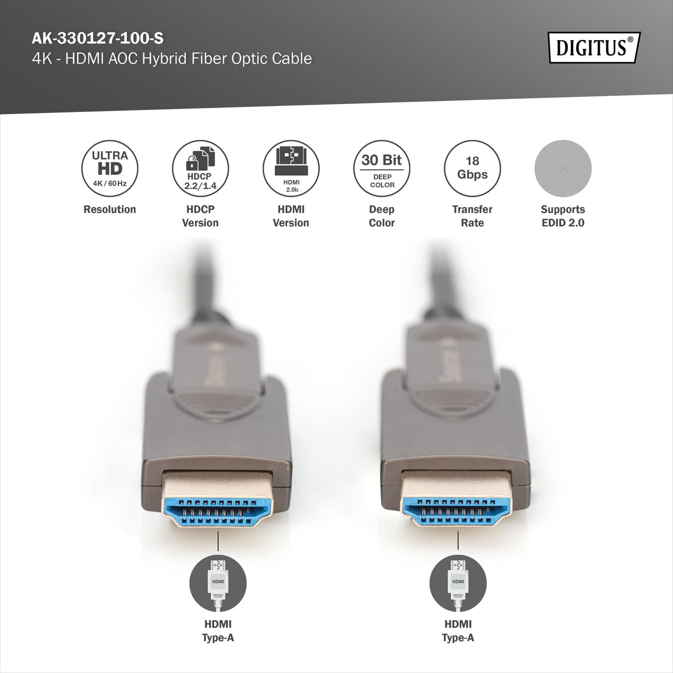 digitus-unique-glasfaser-hdmi-kabel-10m-uhd-4k-60hz-abnehmbare-stecker image 2