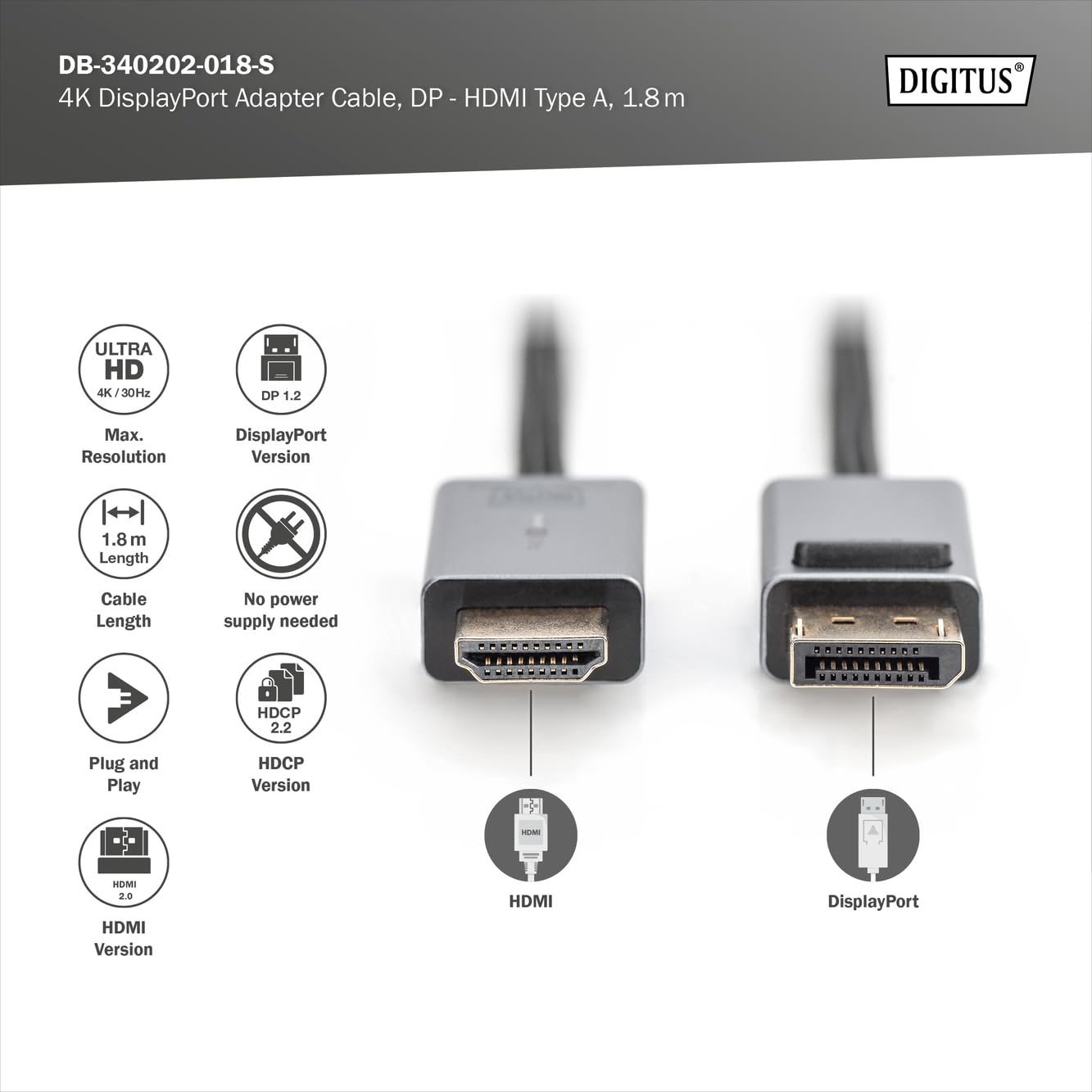 digitus-unique-displayport-hdmi-kabel-1-8-m-4k-30hz image 2