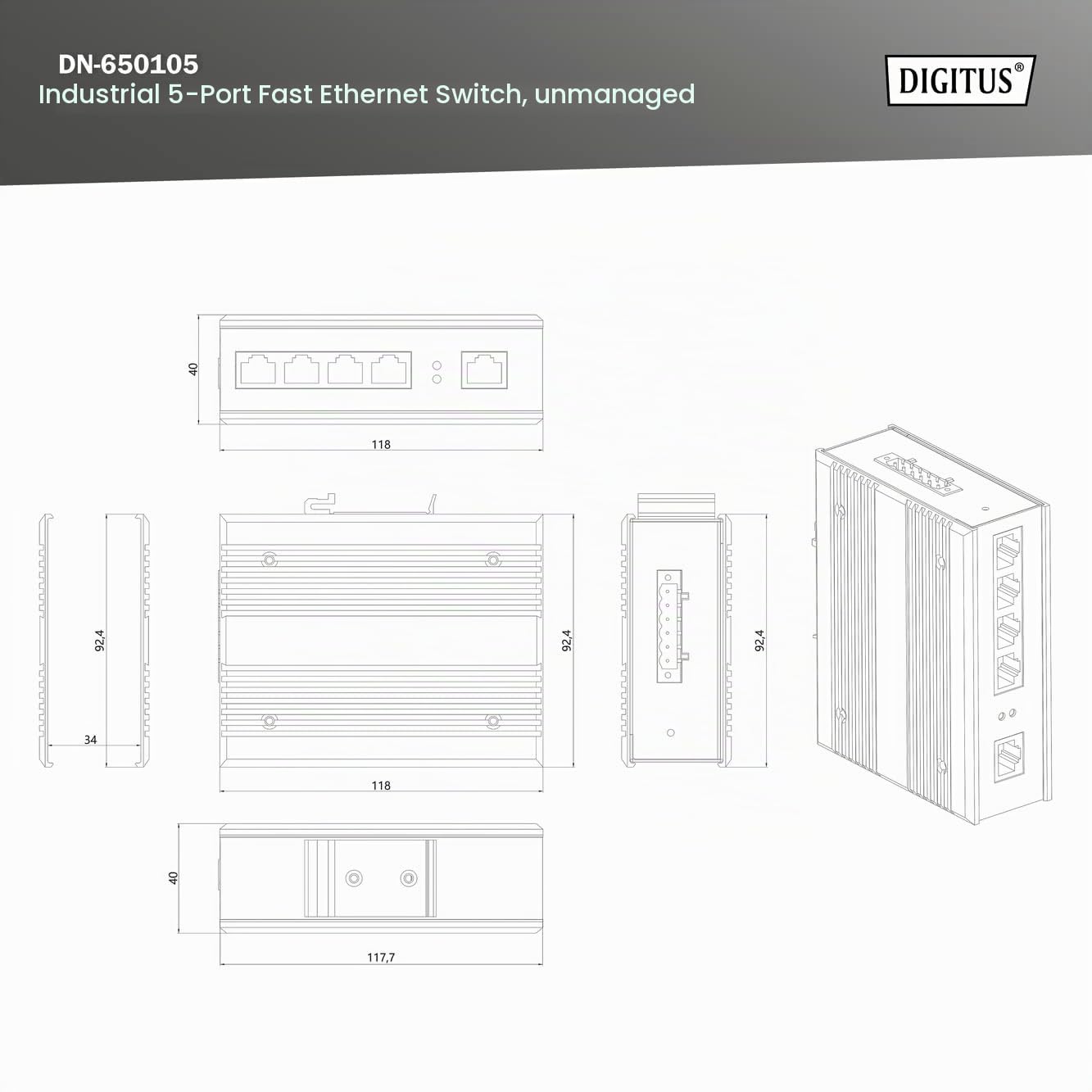 digitus-unique-5-port-fast-ethernet-switch-industrie-ip40 image 2
