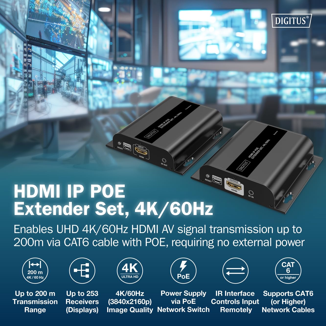 digitus-hdmi-ip-poe-extender-set-uhd-4k-60hz-hdmi-2-0-hdcp-2-2 image 2