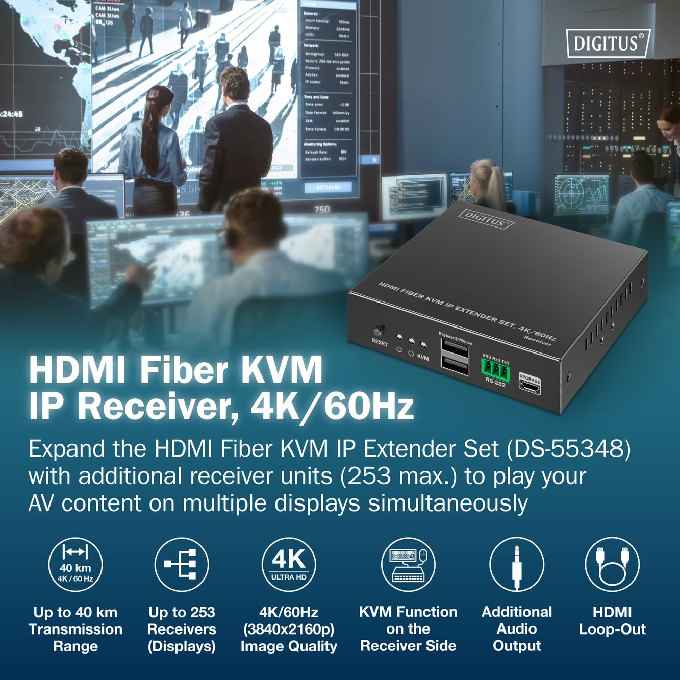 digitus-ds-55348-hdmi-fiber-kvm-ip-receiver-4k-60hz-receiver image 2